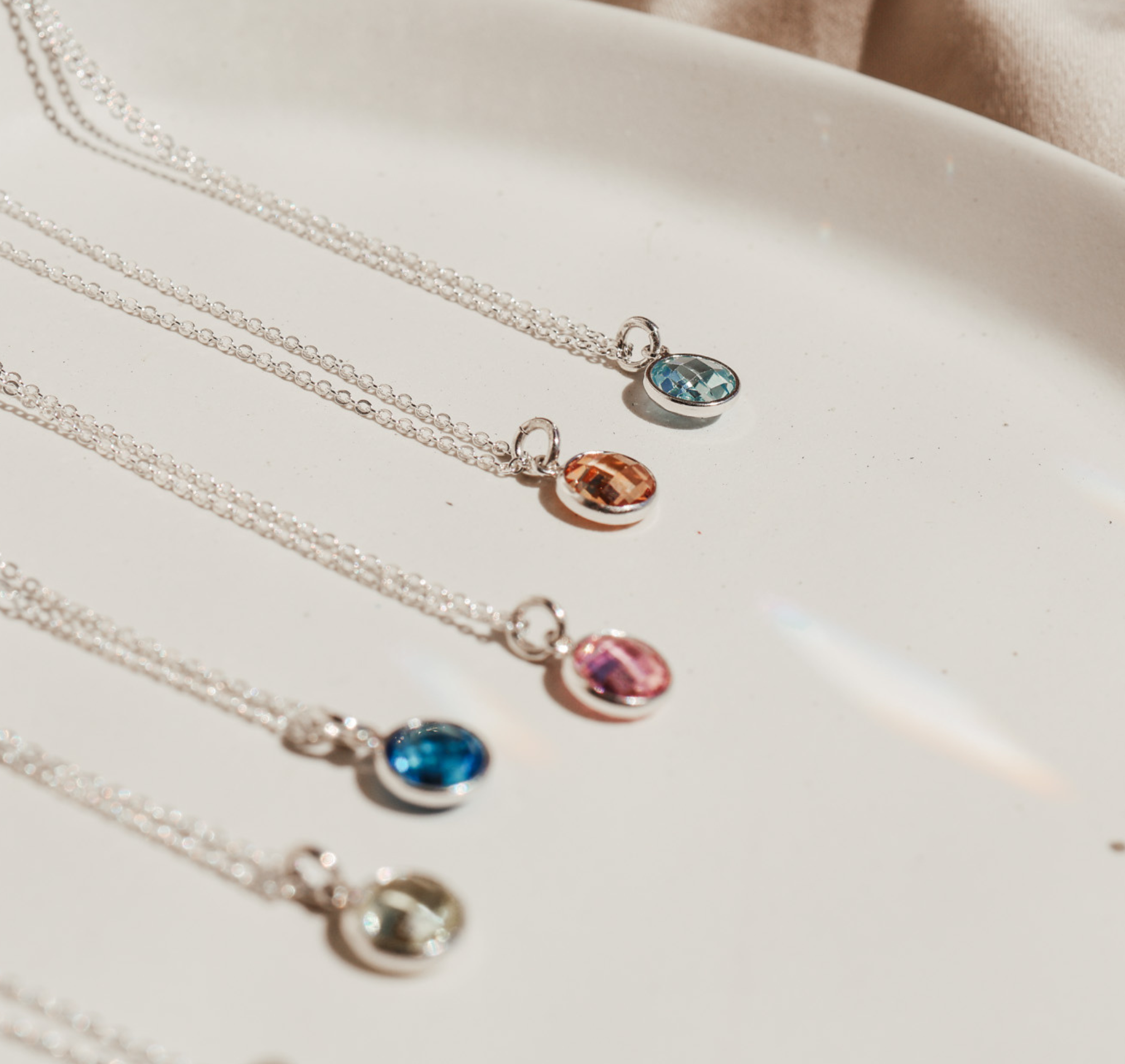 Personalised jewellery – handmade jewellery – KBN jewellery – Australian made jewellery – crystal necklace – birthstone drop necklace – birthstone pendant for necklace – crystal necklace – birthstone jewellery – light blue stone pendant – blue birthstone for necklace – December birthstone pendant – September birthstone drop