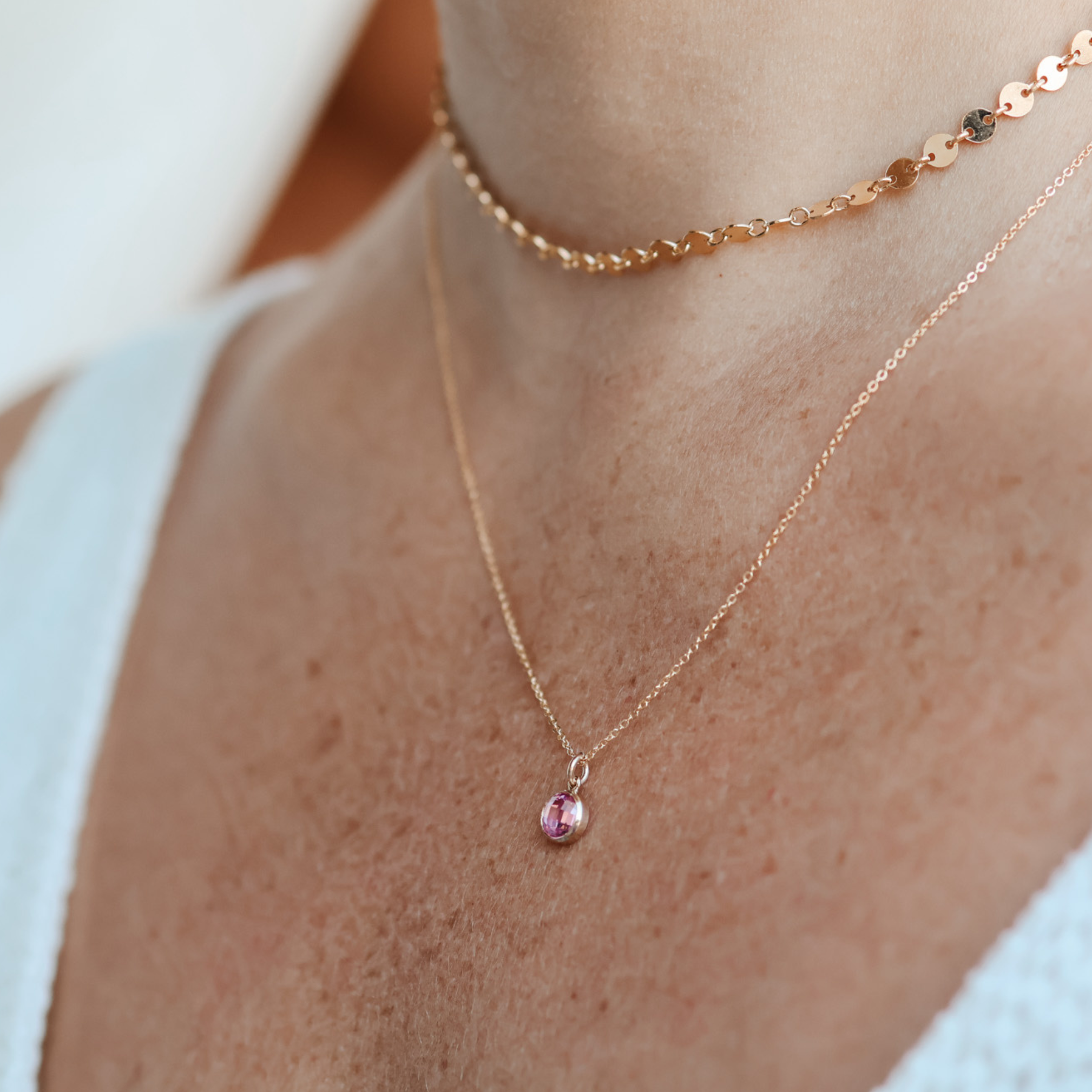 Personalised jewellery – handmade jewellery – KBN jewellery – Australian made jewellery – crystal necklace – birthstone drop necklace – birthstone pendant for necklace – crystal necklace – birthstone jewellery – pink stone pendant – pink birthstone for necklace – October birthstone pendant – October birthstone drop