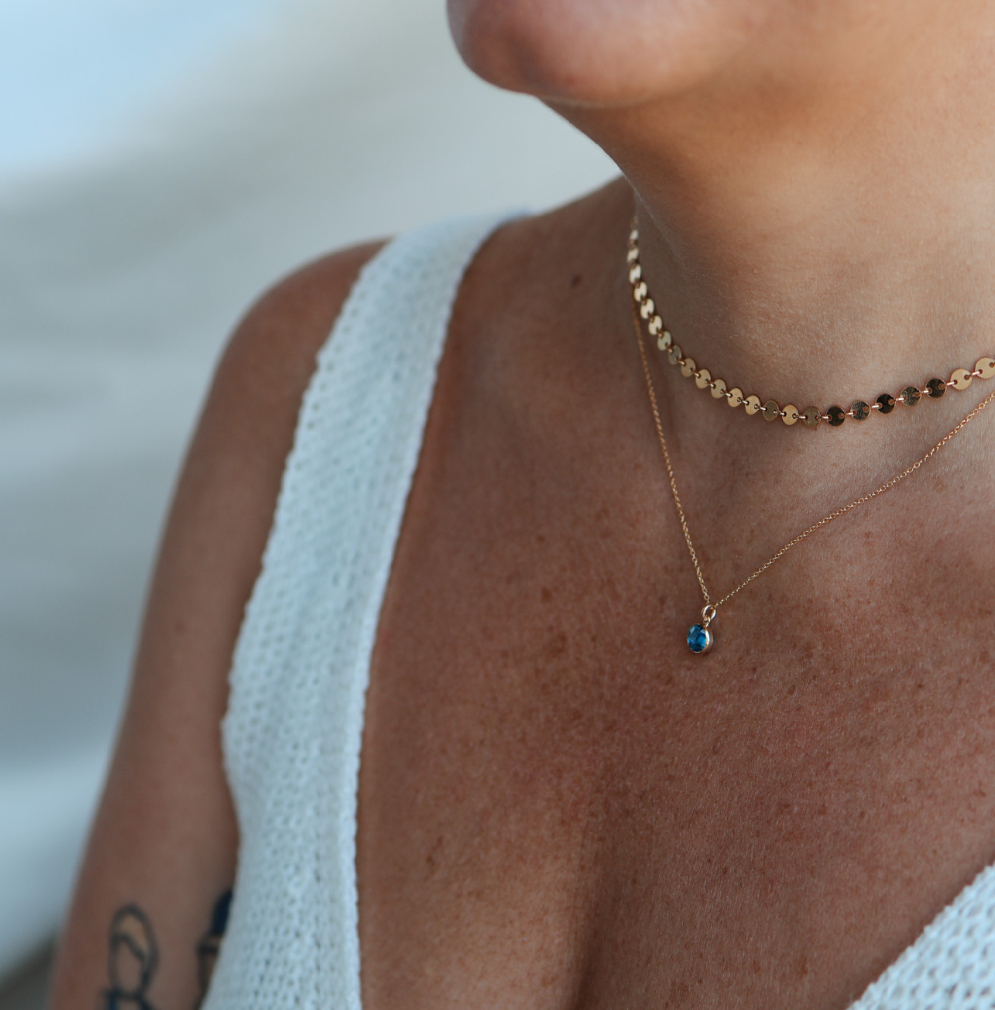 Personalised jewellery – handmade jewellery – KBN jewellery – Australian made jewellery – crystal necklace – birthstone drop necklace – birthstone pendant for necklace – crystal necklace – birthstone jewellery – light blue stone pendant – blue birthstone for necklace – December birthstone pendant – September birthstone drop