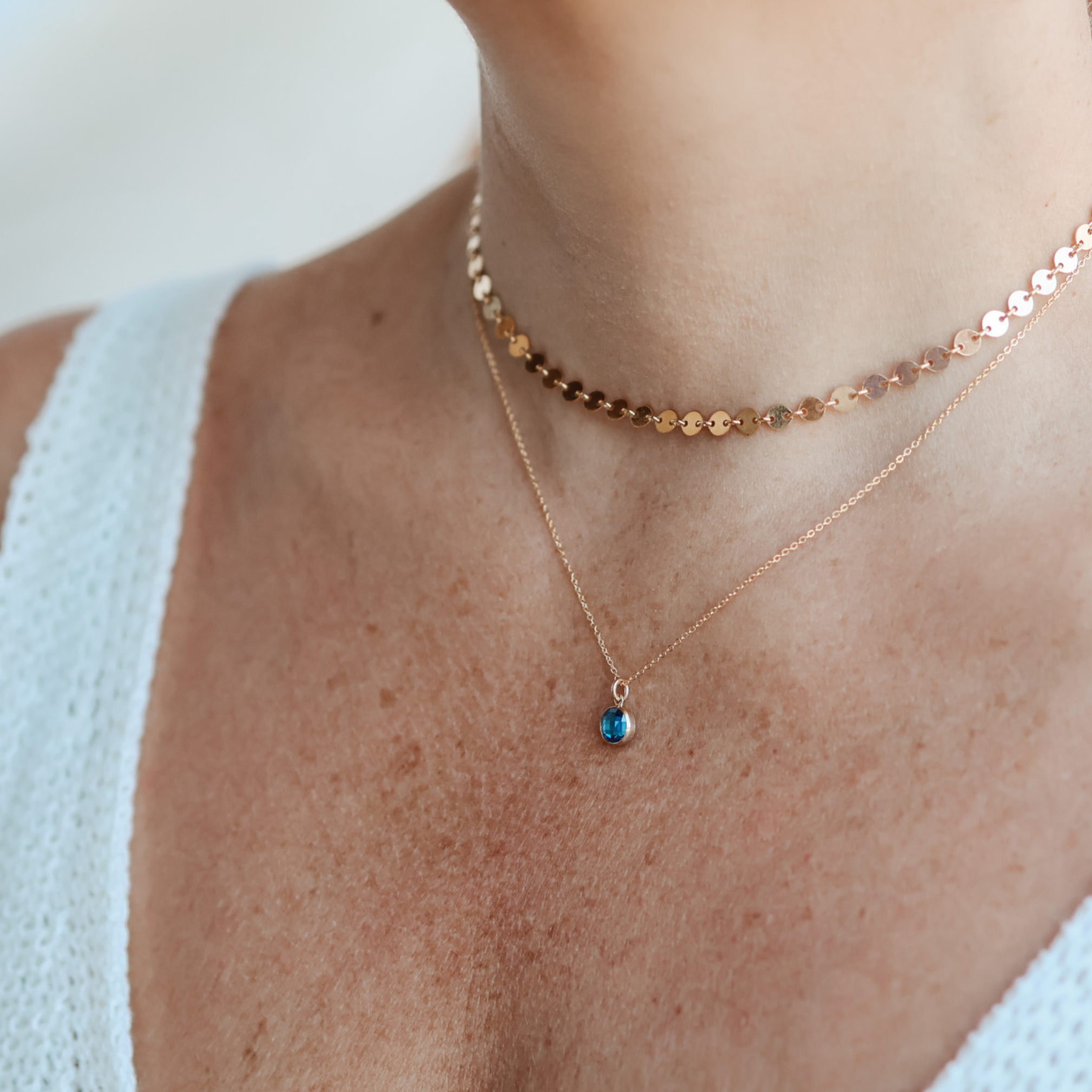 Personalised jewellery – handmade jewellery – KBN jewellery – Australian made jewellery – crystal necklace – birthstone drop necklace – birthstone pendant for necklace – crystal necklace – birthstone jewellery – light blue stone pendant – blue birthstone for necklace – December birthstone pendant – September birthstone drop