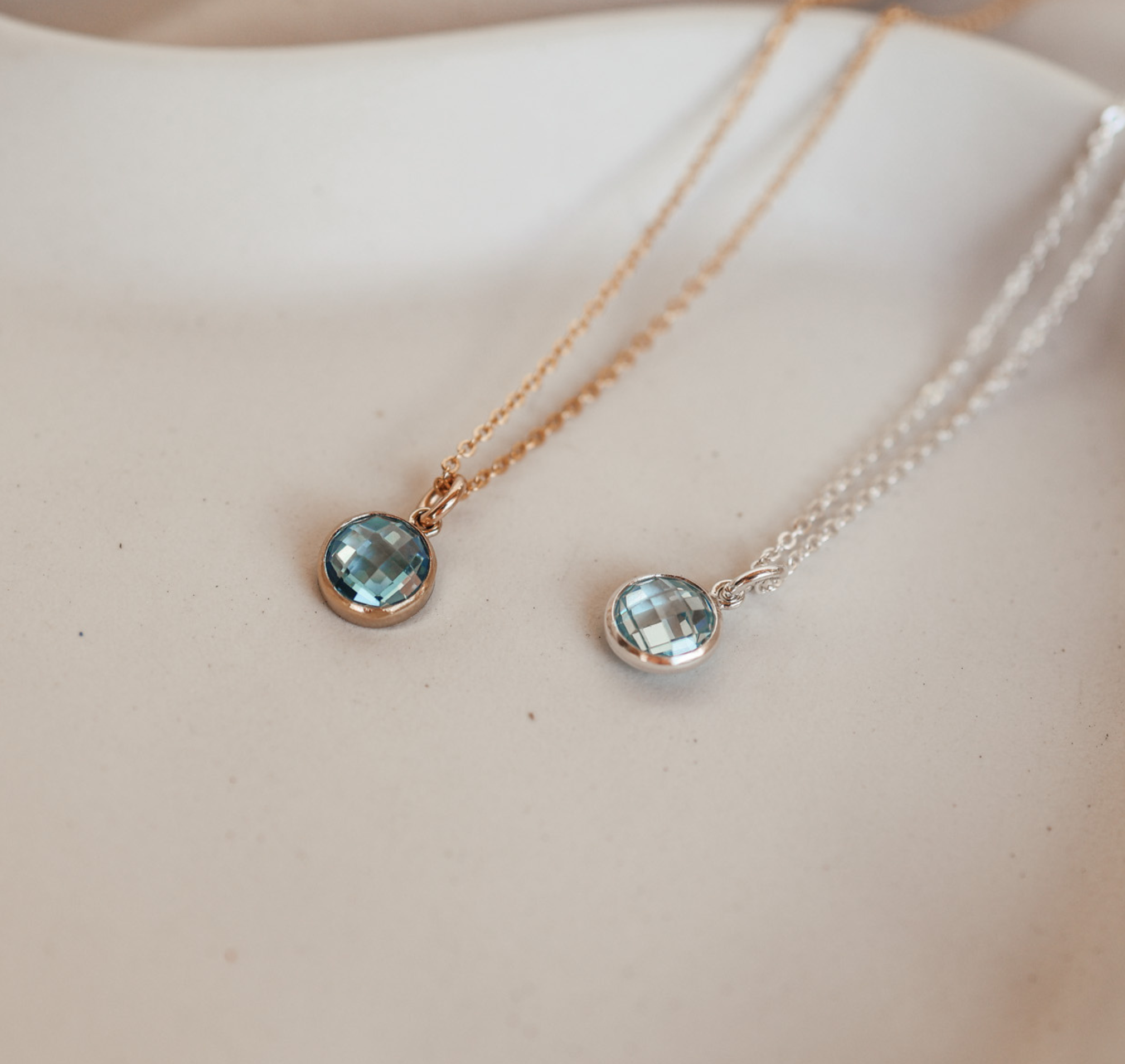 Personalised jewellery – handmade jewellery – KBN jewellery – Australian made jewellery – crystal necklace – birthstone drop necklace – birthstone pendant for necklace – crystal necklace – birthstone jewellery – light blue stone pendant – blue birthstone for necklace – December birthstone pendant – September birthstone drop