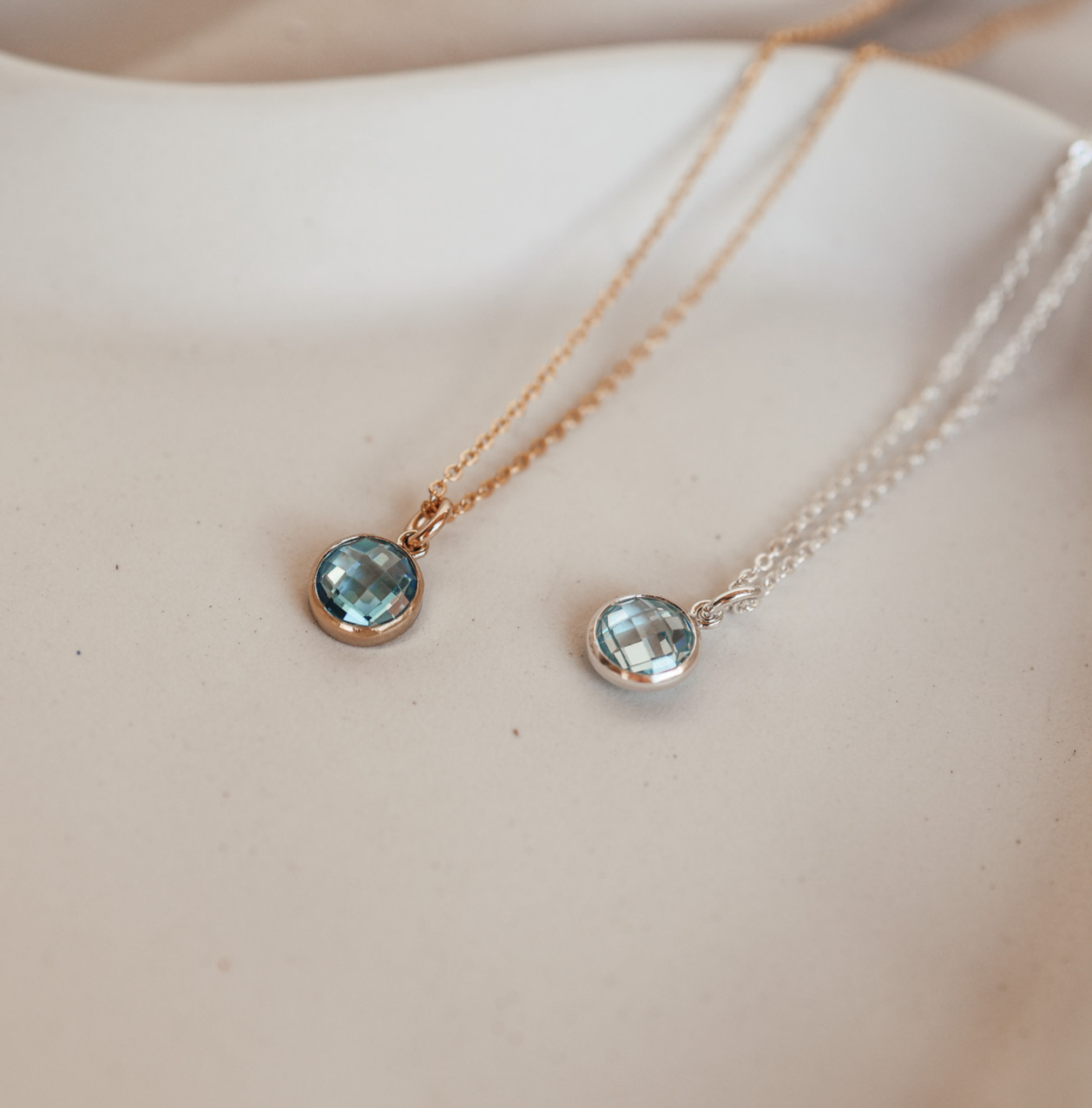 Personalised jewellery – handmade jewellery – KBN jewellery – Australian made jewellery – crystal necklace – birthstone drop necklace – birthstone pendant for necklace – crystal necklace – birthstone jewellery – light blue stone pendant – blue birthstone for necklace – December birthstone pendant – September birthstone drop