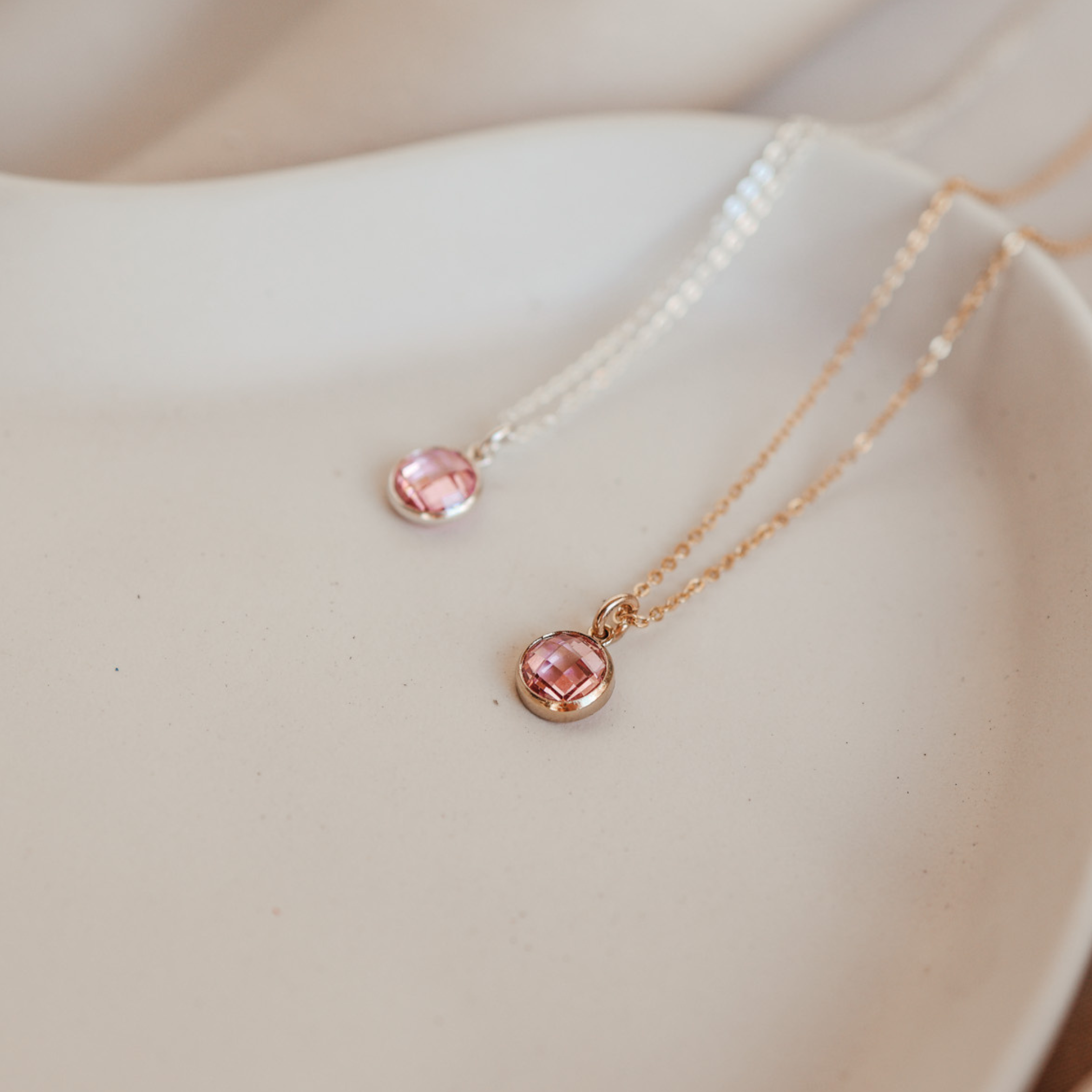 Personalised jewellery – handmade jewellery – KBN jewellery – Australian made jewellery – crystal necklace – birthstone drop necklace – birthstone pendant for necklace – crystal necklace – birthstone jewellery – pink stone pendant – pink birthstone for necklace – October birthstone pendant – October birthstone drop