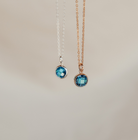 Personalised jewellery – handmade jewellery – KBN jewellery – Australian made jewellery – crystal necklace – birthstone drop necklace – birthstone pendant for necklace – crystal necklace – birthstone jewellery – dark blue stone pendant – blue birthstone for necklace – September birthstone pendant – September birthstone drop