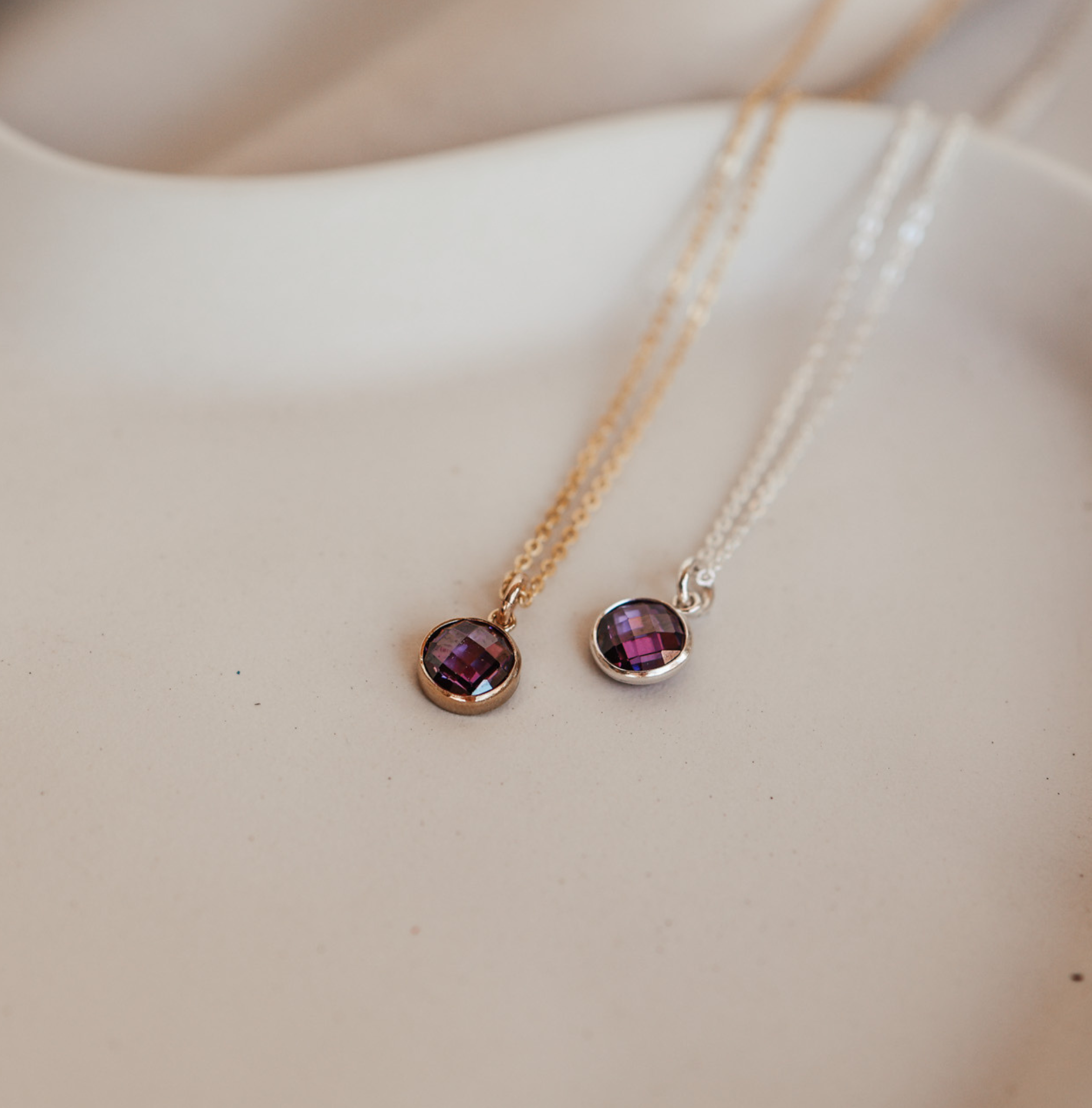 Personalised jewellery – handmade jewellery – KBN jewellery – Australian made jewellery – crystal pendant – birthstone drop necklace – birthstone pendant for necklace – crystal birthstone drop  – birthstone jewellery – purple stone pendant – dark purple birthstone for necklace – February   birthstone pendant – February  birthstone drop