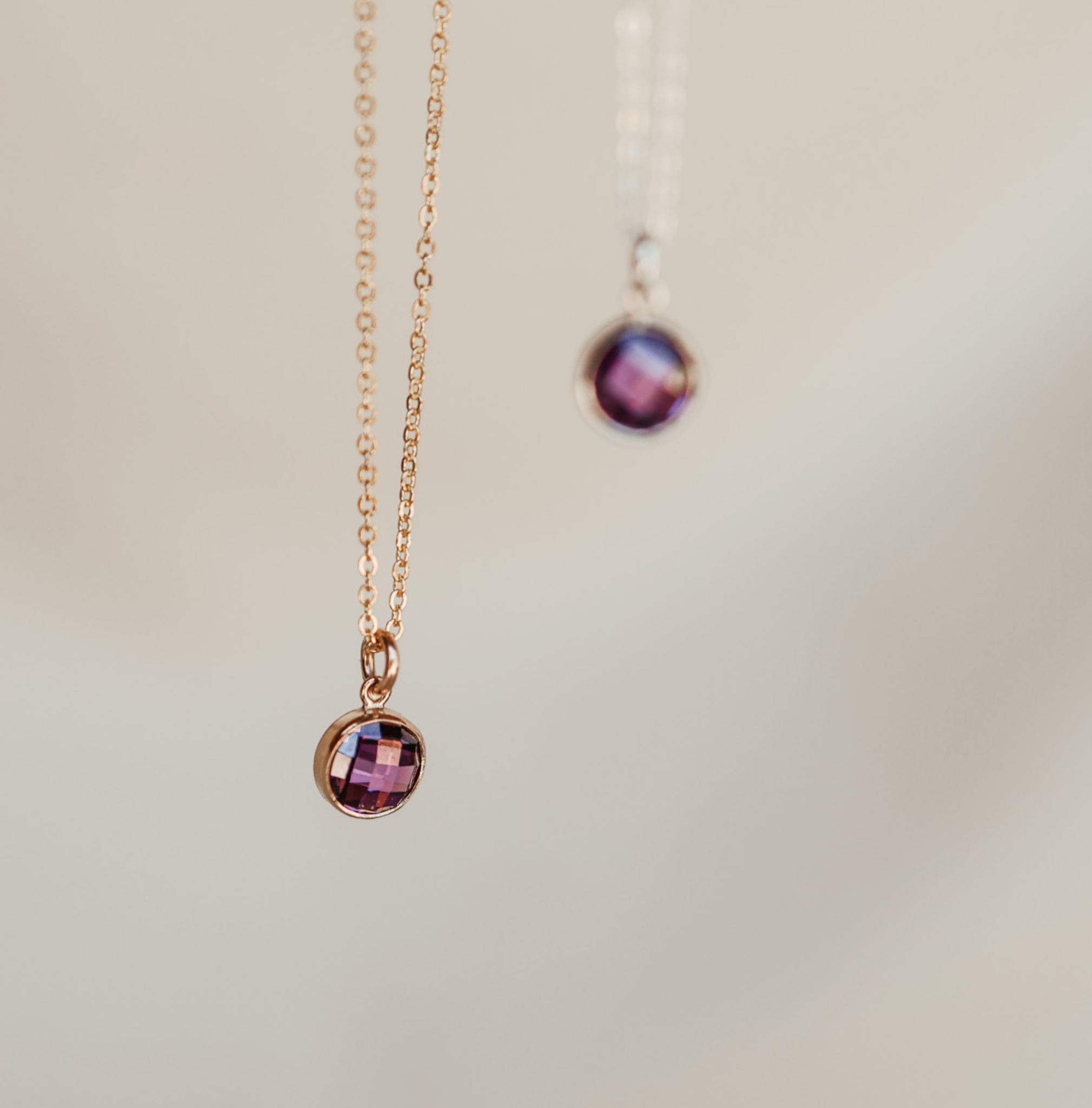 Personalised jewellery – handmade jewellery – KBN jewellery – Australian made jewellery – crystal pendant – birthstone drop necklace – birthstone pendant for necklace – crystal birthstone drop  – birthstone jewellery – purple stone pendant – dark purple birthstone for necklace – February   birthstone pendant – February  birthstone drop