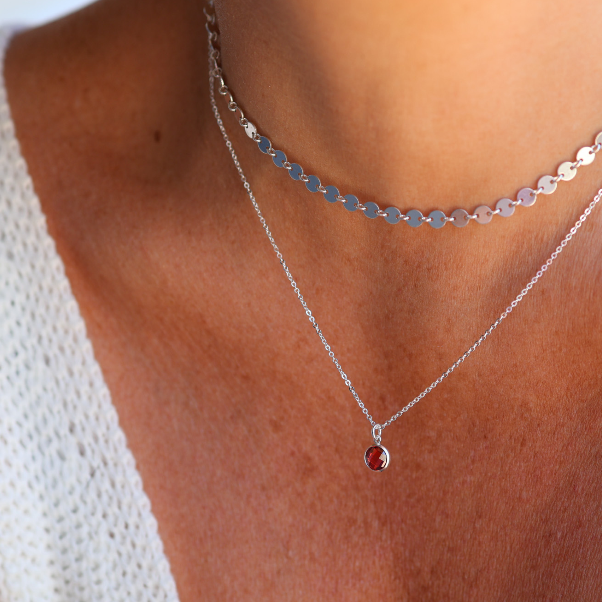 Personalised jewellery – handmade jewellery – KBN jewellery – Australian made jewellery – crystal pendant – birthstone drop necklace – birthstone pendant for necklace – crystal birthstone drop – birthstone jewellery – red stone pendant – dark red birthstone for necklace – July birthstone pendant – July birthstone drop