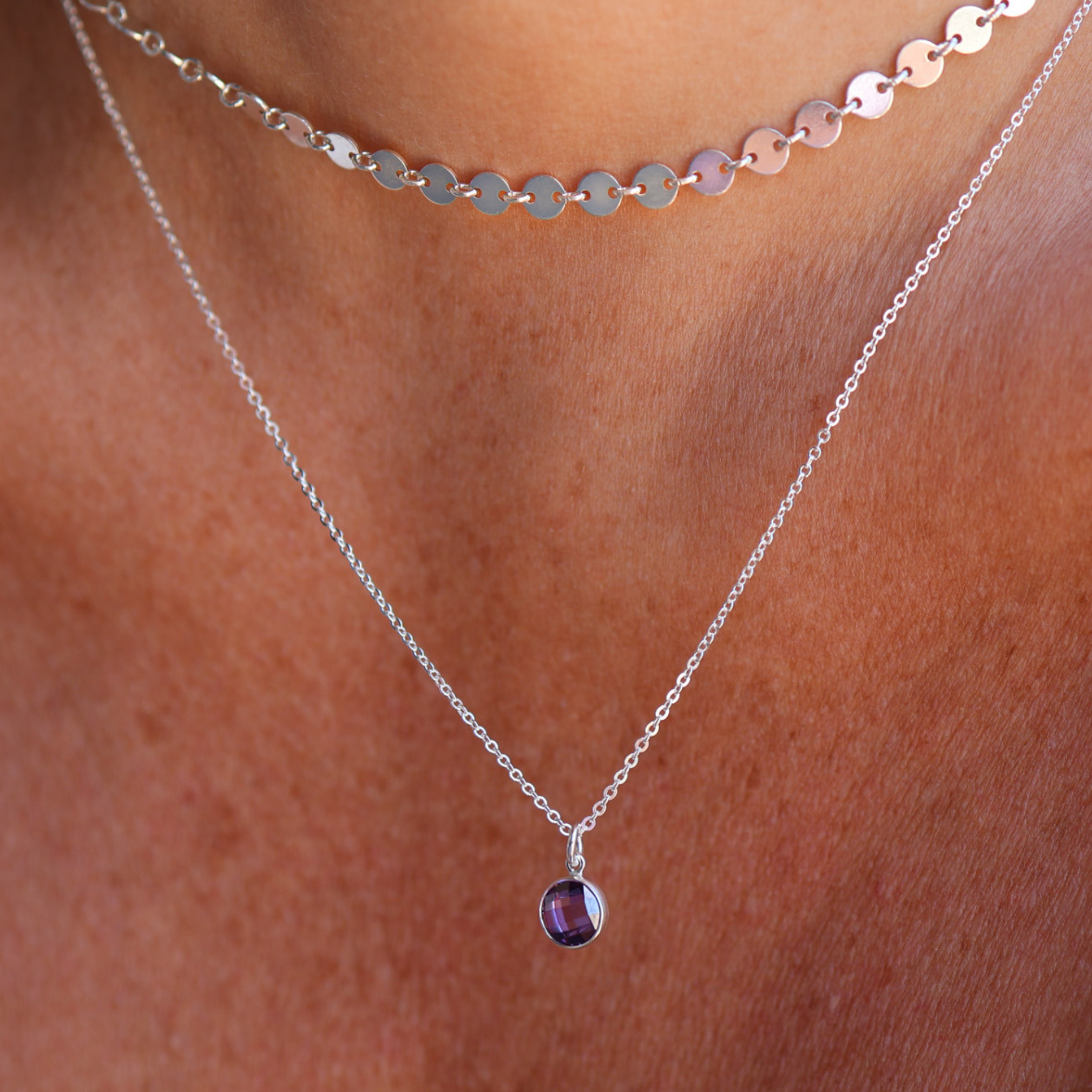 Personalised jewellery - KBN Jewellery - handmade jewellery – Personalised Jewellery gifts – Dainty jewellery- sparkly necklace – disc necklace – round chain necklace – stacking necklace – layering necklace