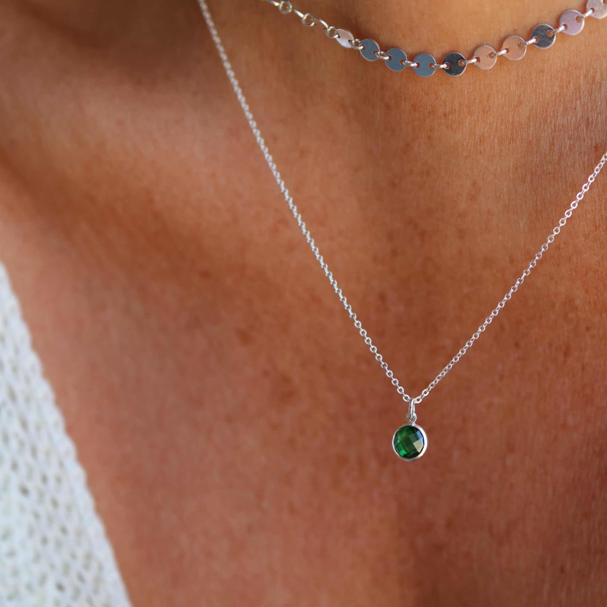 Personalised jewellery – handmade jewellery – KBN jewellery – Australian made jewellery – crystal pendant – birthstone drop necklace – birthstone pendant for necklace – crystal birthstone drop – birthstone jewellery –green stone pendant – dark green birthstone for necklace – May birthstone pendant – May birthstone drop
