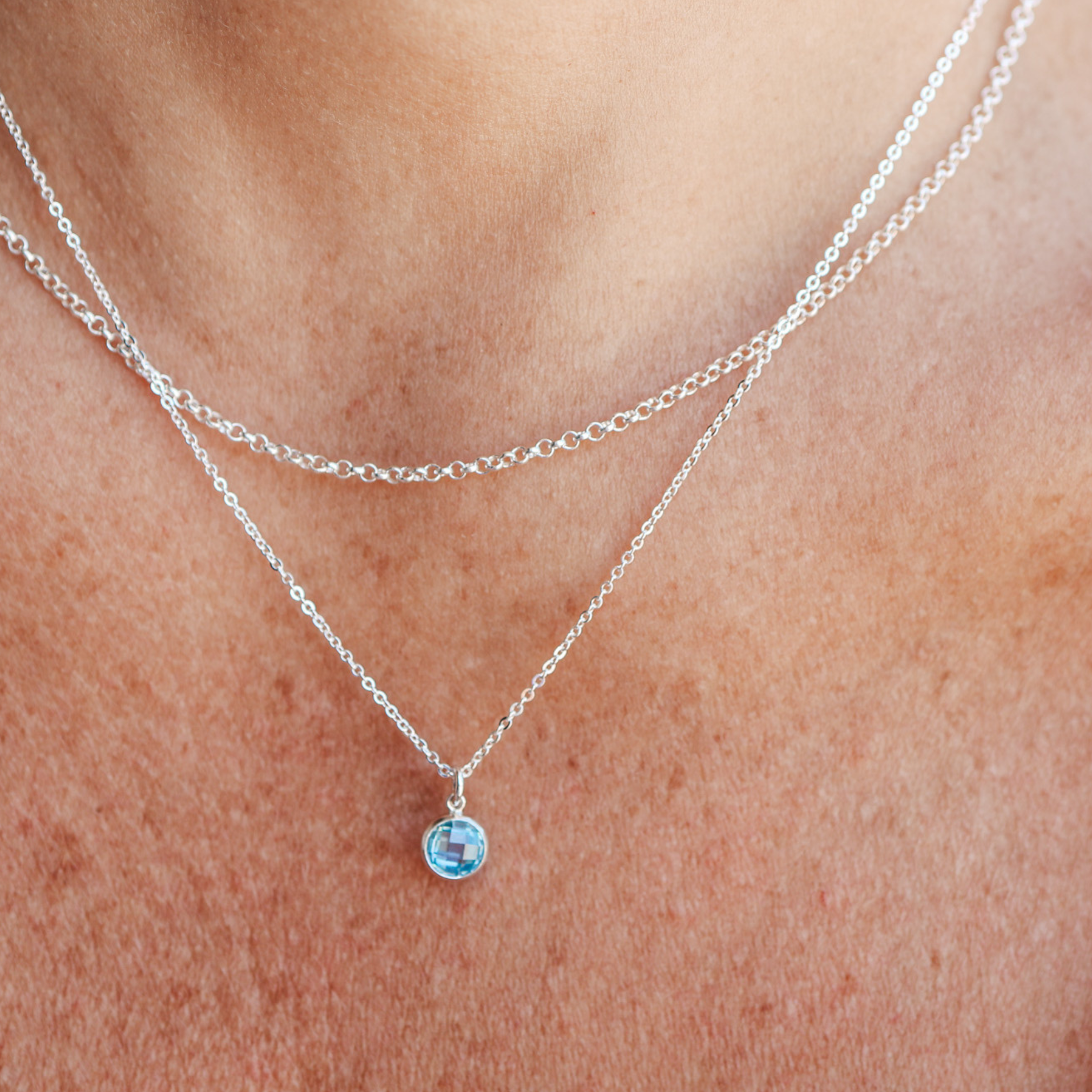 Personalised jewellery – handmade jewellery – KBN jewellery – Australian made jewellery – crystal pendant – birthstone drop necklace – birthstone pendant for necklace – crystal birthstone drop – birthstone jewellery –blue stone pendant – light blue birthstone for necklace – March birthstone pendant – March birthstone drop