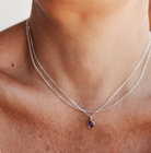 Personalised jewellery – handmade jewellery – KBN jewellery – Australian made jewellery – crystal pendant – birthstone drop necklace – birthstone pendant for necklace – crystal birthstone drop  – birthstone jewellery – purple stone pendant – dark purple birthstone for necklace – February   birthstone pendant – February  birthstone drop