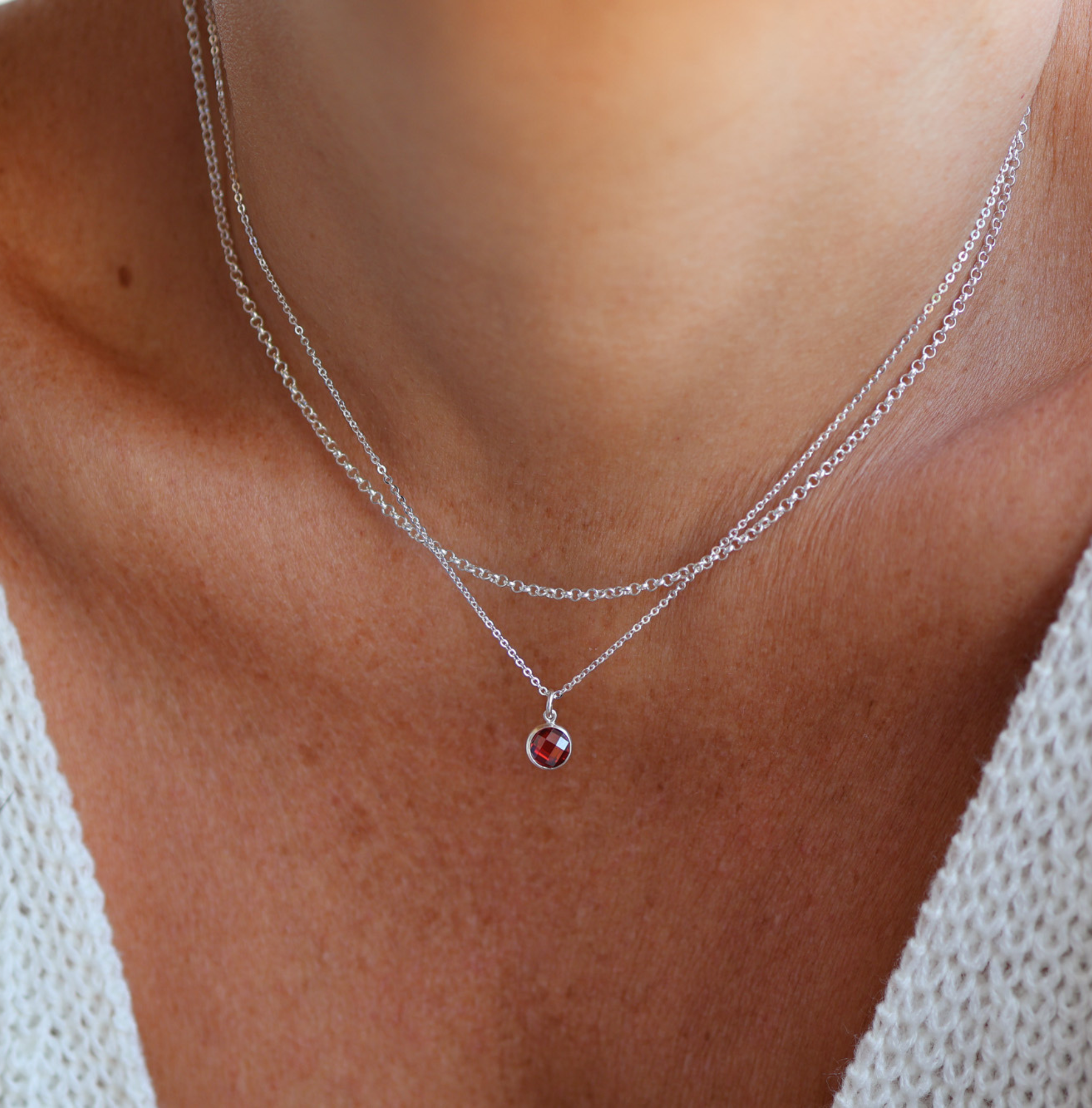 Personalised jewellery – handmade jewellery – KBN jewellery – Australian made jewellery – crystal pendant – birthstone drop necklace – birthstone pendant for necklace – crystal birthstone drop  – birthstone jewellery – red stone pendant – dark red birthstone for necklace – January birthstone pendant – Janurary  birthstone drop