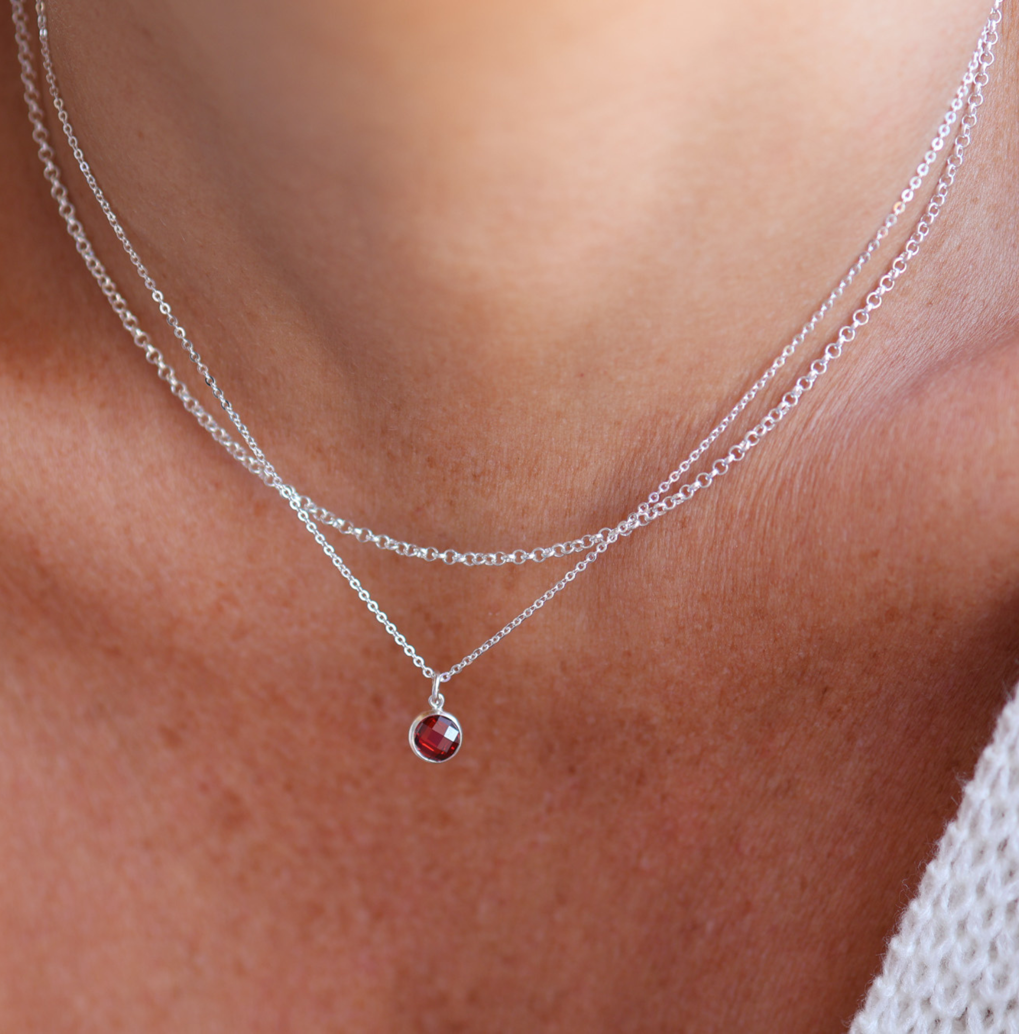 Personalised jewellery – handmade jewellery – KBN jewellery – Australian made jewellery – crystal pendant – birthstone drop necklace – birthstone pendant for necklace – crystal birthstone drop  – birthstone jewellery – red stone pendant – dark red birthstone for necklace – January birthstone pendant – Janurary  birthstone drop