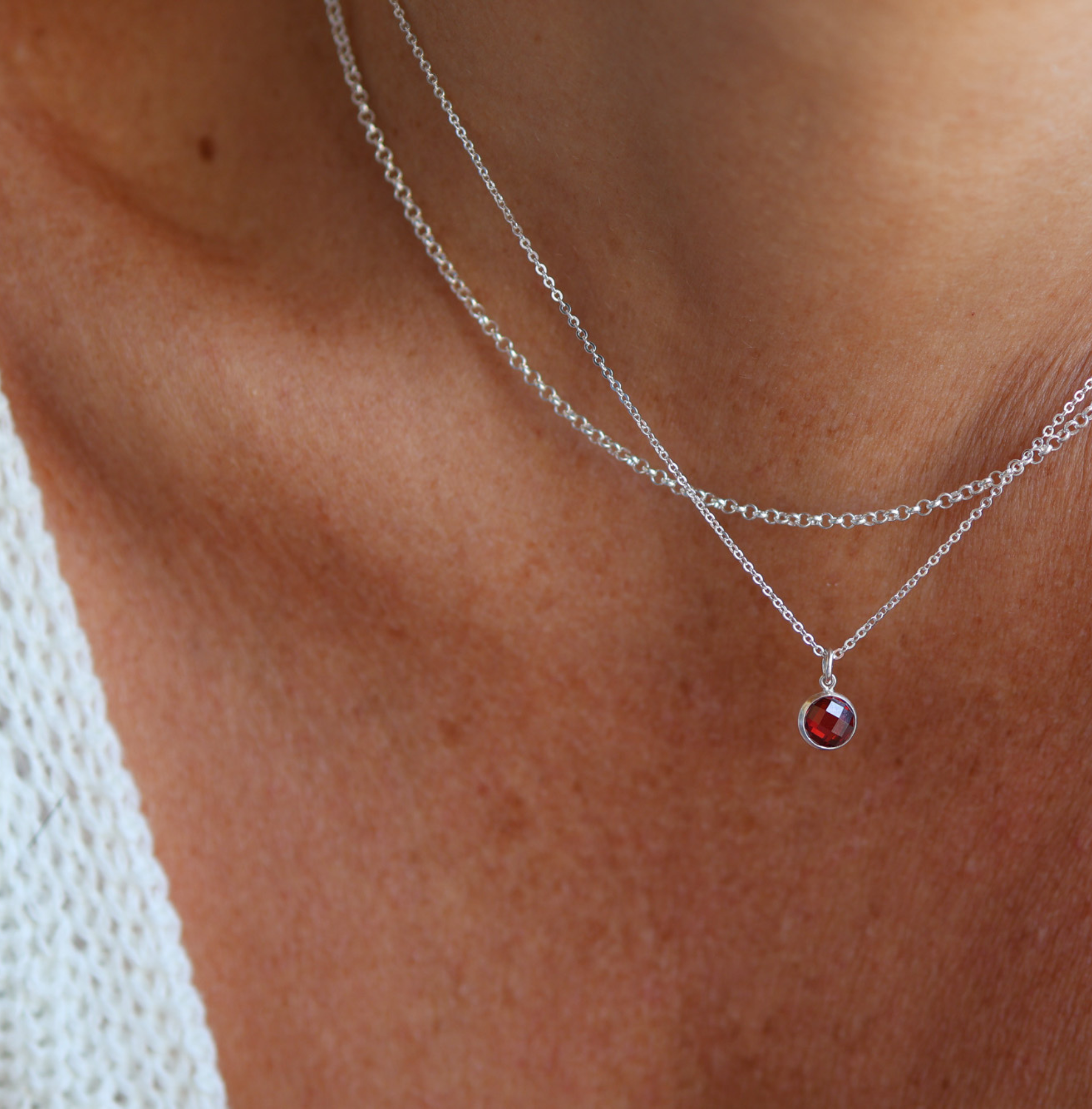 Personalised jewellery – handmade jewellery – KBN jewellery – Australian made jewellery – crystal pendant – birthstone drop necklace – birthstone pendant for necklace – crystal birthstone drop  – birthstone jewellery – red stone pendant – dark red birthstone for necklace – January birthstone pendant – Janurary  birthstone drop