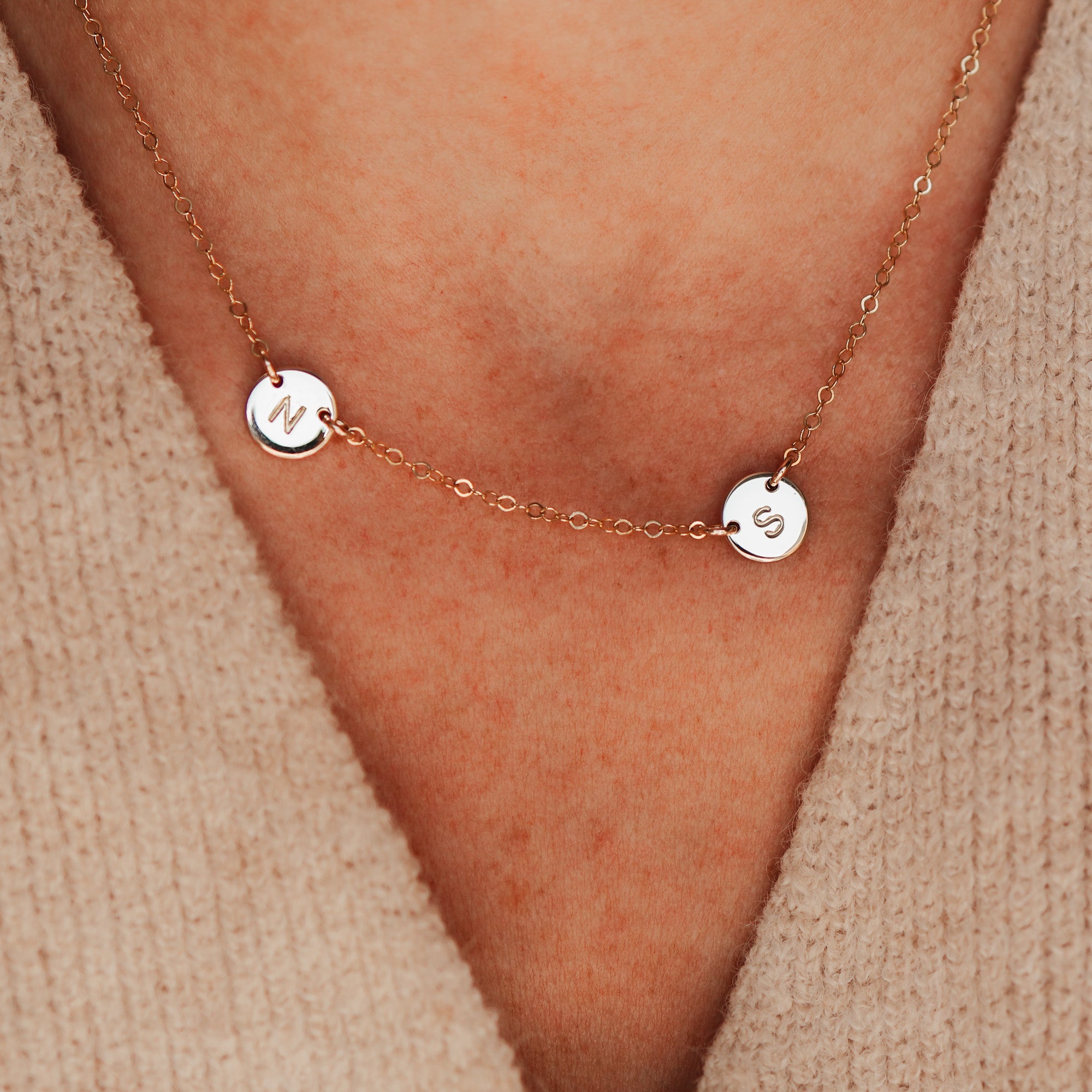 Personalised jewellery - KBN Jewellery - handmade jewellery – Personalised Jewellery gifts – Dainty jewellery – small pendant necklace  - asymmetrical necklace – initial asymmetrical necklace  – asymmetrical symbol necklace – Australian made