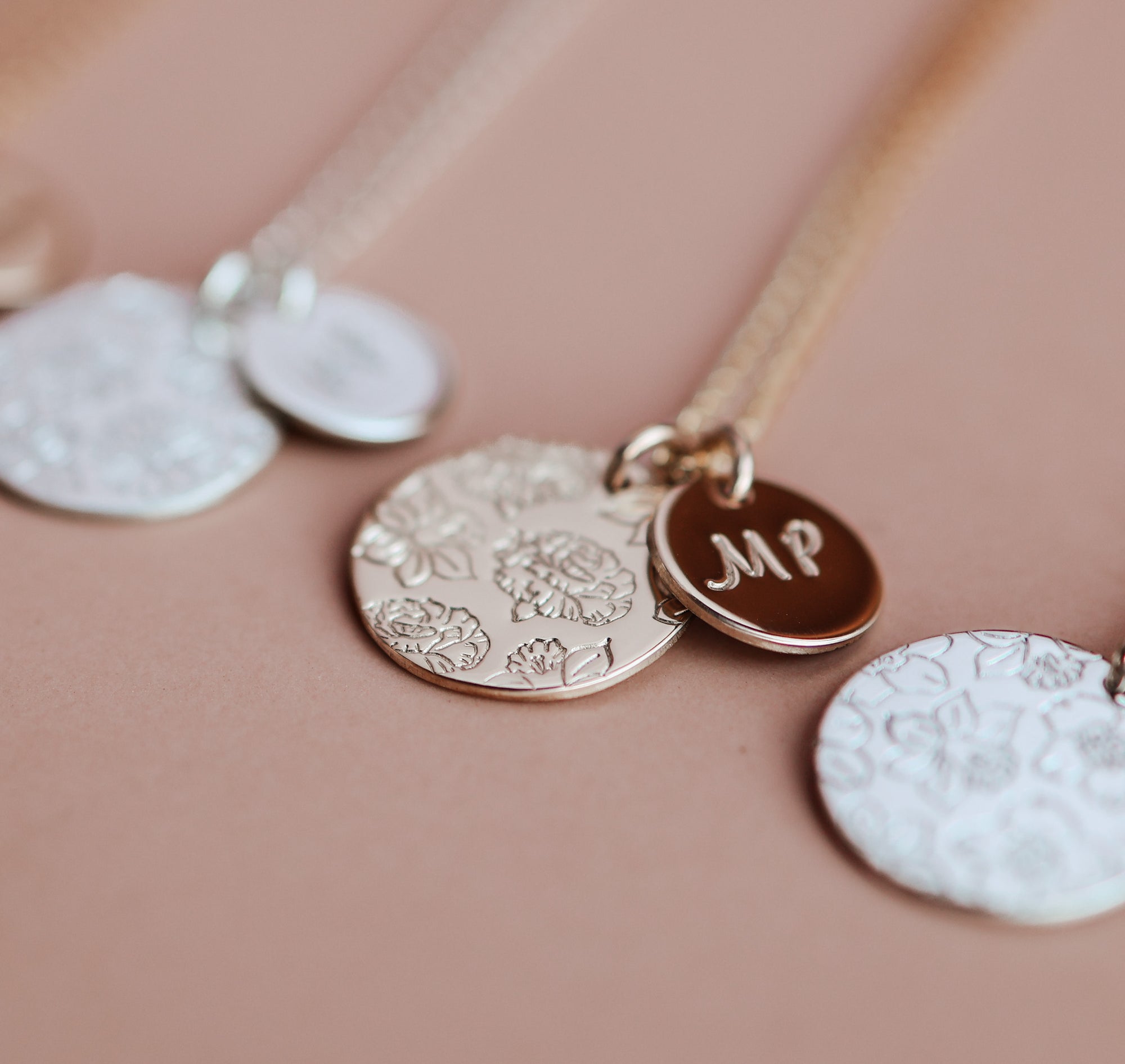 Personalised jewellery - KBN Jewellery - handmade jewellery – Personalised Jewellery gifts – Dainty jewellery- Dainty necklace – flower stamped necklace – family flowers – kids birth flowers – birth flower necklace – personalised flower stamped necklace – initial necklace