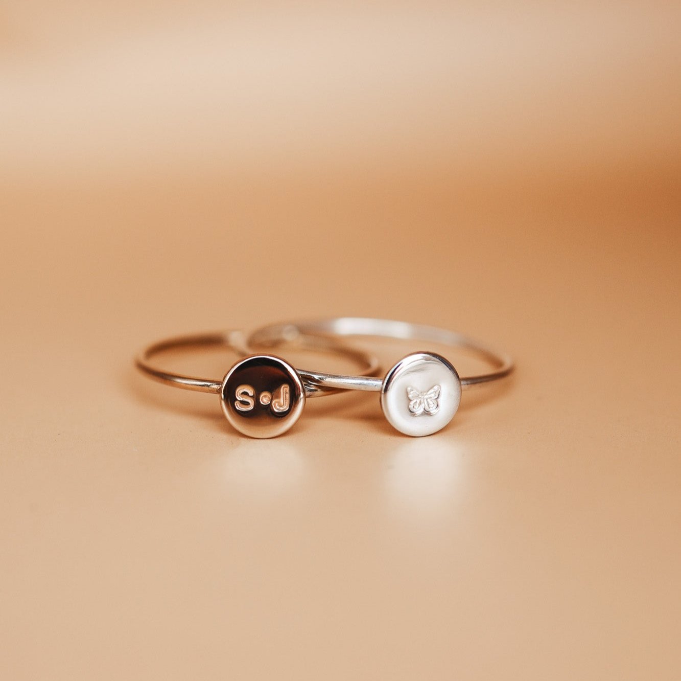 Personalised jewellery - KBN Jewellery - handmade jewellery – Personalised Jewellery gifts – ring – simple ring – stacking ring – stacking ring – initial ring – symbol ring – wave ring – heart ring – sun ring – rainbow ring – moon ring – cross ring – religious cross ring – flower ring – butterfly ring