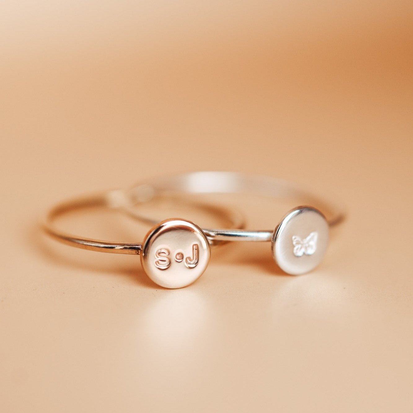 Personalised jewellery - KBN Jewellery - handmade jewellery – Personalised Jewellery gifts – ring – simple ring – stacking ring – stacking ring – initial ring – symbol ring – wave ring – heart ring – sun ring – rainbow ring – moon ring – cross ring – religious cross ring – flower ring – butterfly ring