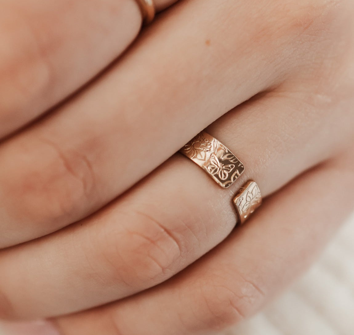 Personalised jewellery - KBN Jewellery - handmade jewellery - chunky ring – flower ring – birth flower ring – spring ring – butterfly ring – cuff ring – open ring – personalised cuff ring – personalised ring