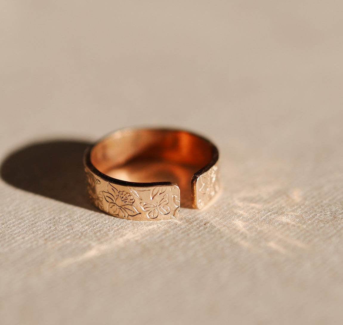 Personalised jewellery - KBN Jewellery - handmade jewellery - chunky ring – flower ring – birth flower ring – spring ring – butterfly ring – cuff ring – open ring – personalised cuff ring – personalised ring