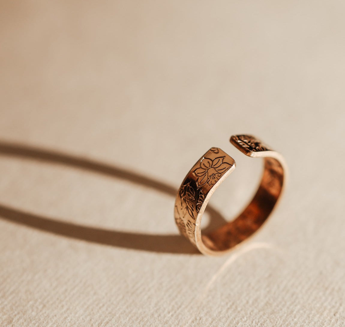 Personalised jewellery - KBN Jewellery - handmade jewellery - chunky ring – flower ring – birth flower ring – spring ring – butterfly ring – cuff ring – open ring – personalised cuff ring – personalised ring