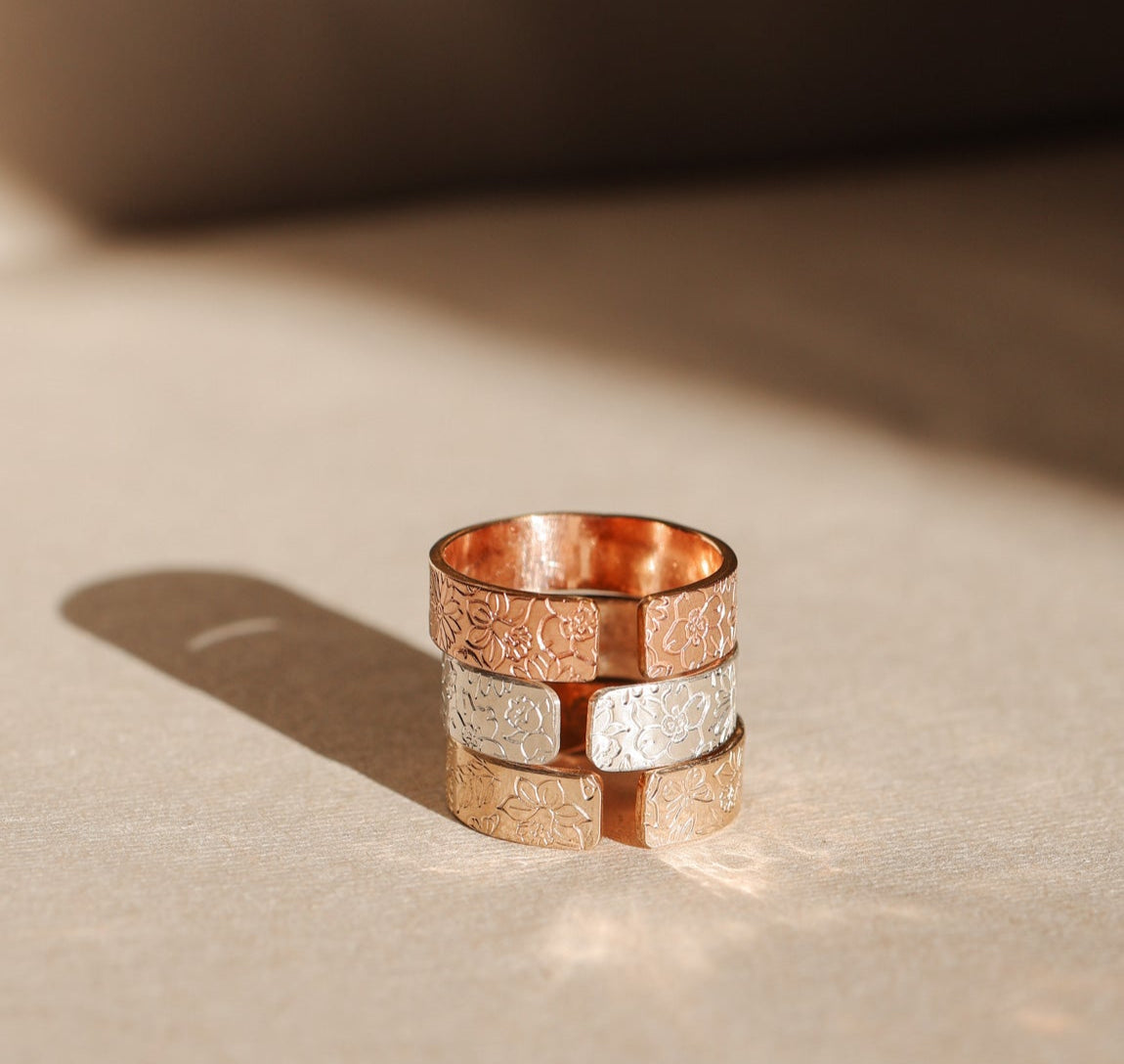 Personalised jewellery - KBN Jewellery - handmade jewellery - chunky ring – flower ring – birth flower ring – spring ring – butterfly ring – cuff ring – open ring – personalised cuff ring – personalised ring