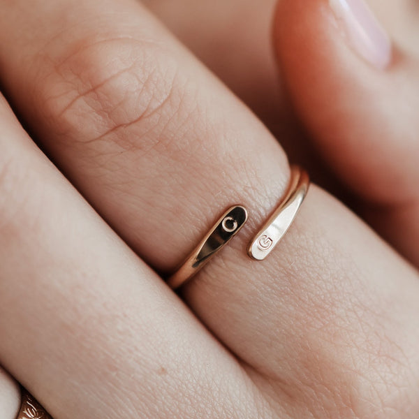 Personalised jewellery - KBN Jewellery - handmade jewellery - dainty ring – initial ring – wrap ring – classic ring – symbol ring – heart ring – butter fly ring – moon ring – flat ring – paw print ring