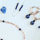 Personalised jewellery - KBN Jewellery - handmade jewellery – Personalised Jewellery gifts – Australian Made – gemstone necklace – blue lapis thread through earrings – green jade lapis thread through earrings – amethyst lapis thread through earrings – black obsidian lapis thread through earrings – peach aventurine lapis thread through earrings – white howlite lapis thread through earrings – gemstone stack lapis thread through earrings – thread through gemstone earrings