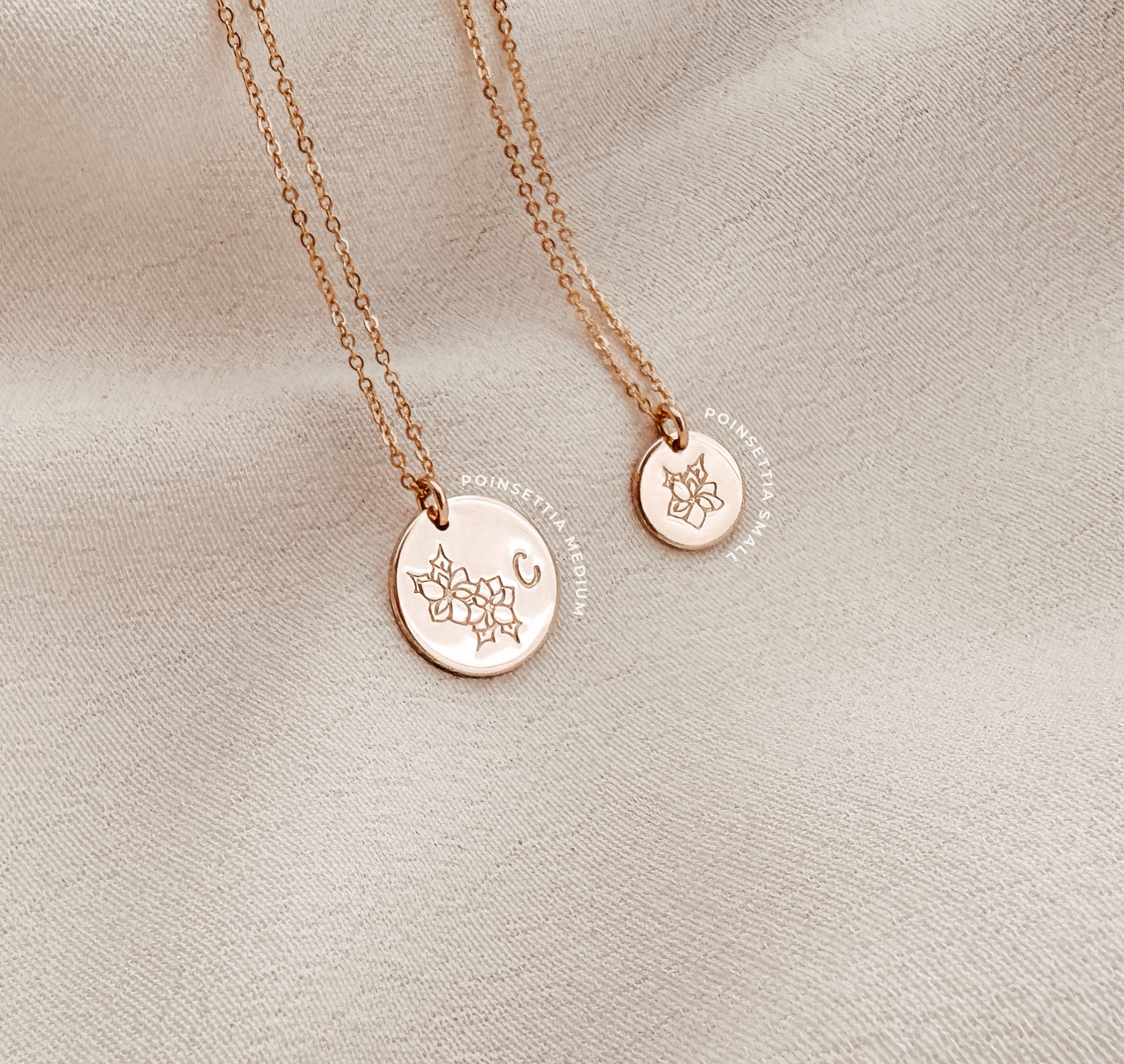 Personalised jewellery – handmade jewellery – KBN jewellery – Australian made jewellery – initial necklace – birth flower necklace – single pendant necklace with flower – birth flower necklace custom – custom birth month necklace – December flower necklace – success necklace