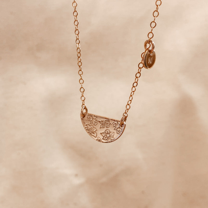 Personalised jewellery - KBN Jewellery - handmade jewellery – Personalised Jewellery gifts – Dainty jewellery- Dainty necklace – flower stamp necklace – birth month flower jewellery – flower necklace