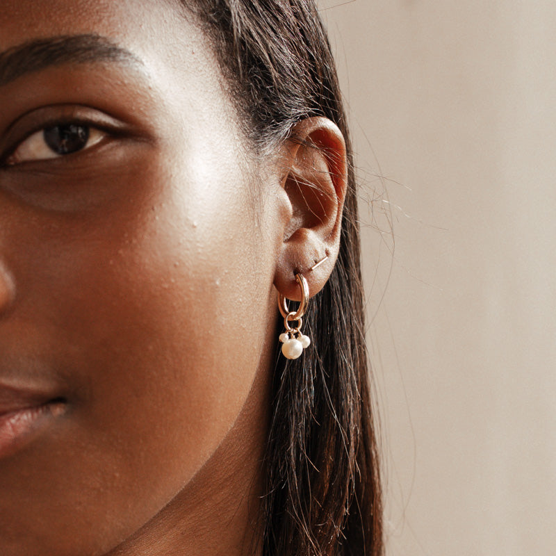 Personalised jewellery – handmade jewellery – KBN jewellery – dainty hoops – pearl earrings – pearl hoop earrings – stacked pearl earrings – pearl cluster earrings – unique pearl earrings – freshwater pearl earrings