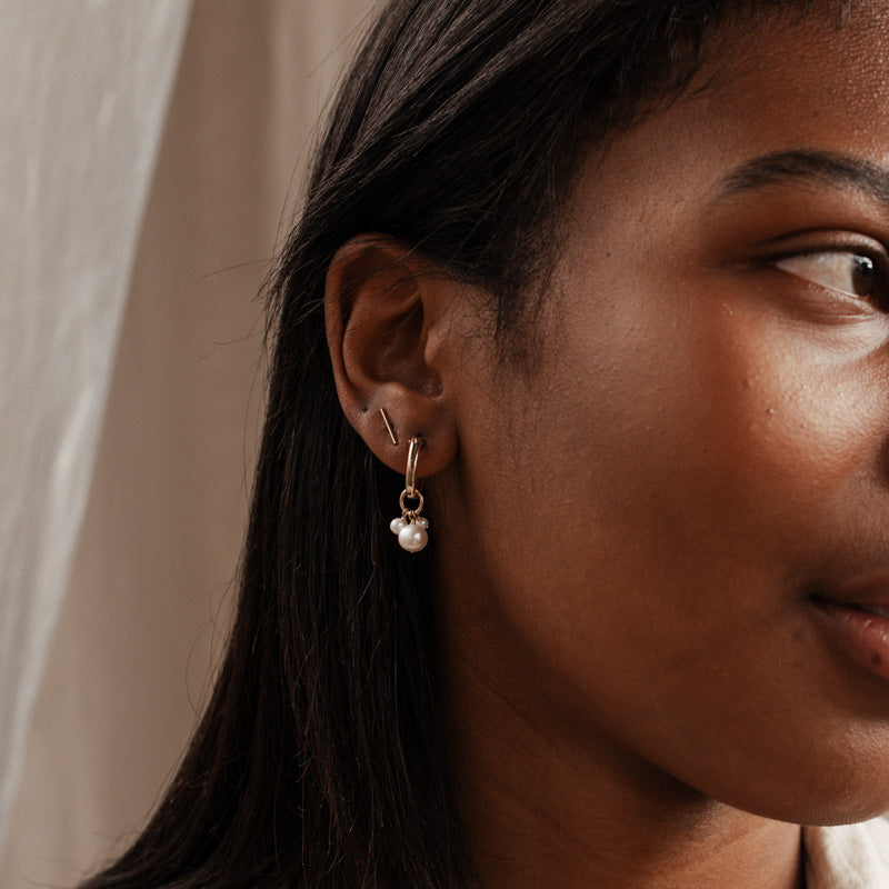 Personalised jewellery – handmade jewellery – KBN jewellery – dainty hoops – pearl earrings – pearl hoop earrings – stacked pearl earrings – pearl cluster earrings – unique pearl earrings – freshwater pearl earrings