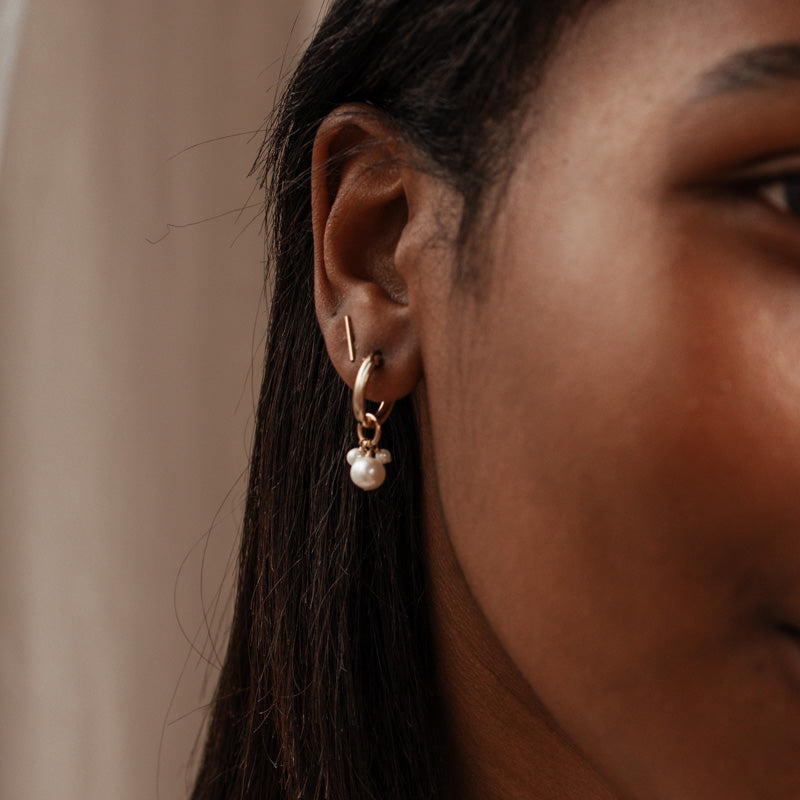 Personalised jewellery – handmade jewellery – KBN jewellery – dainty hoops – pearl earrings – pearl hoop earrings – stacked pearl earrings – pearl cluster earrings – unique pearl earrings – freshwater pearl earrings