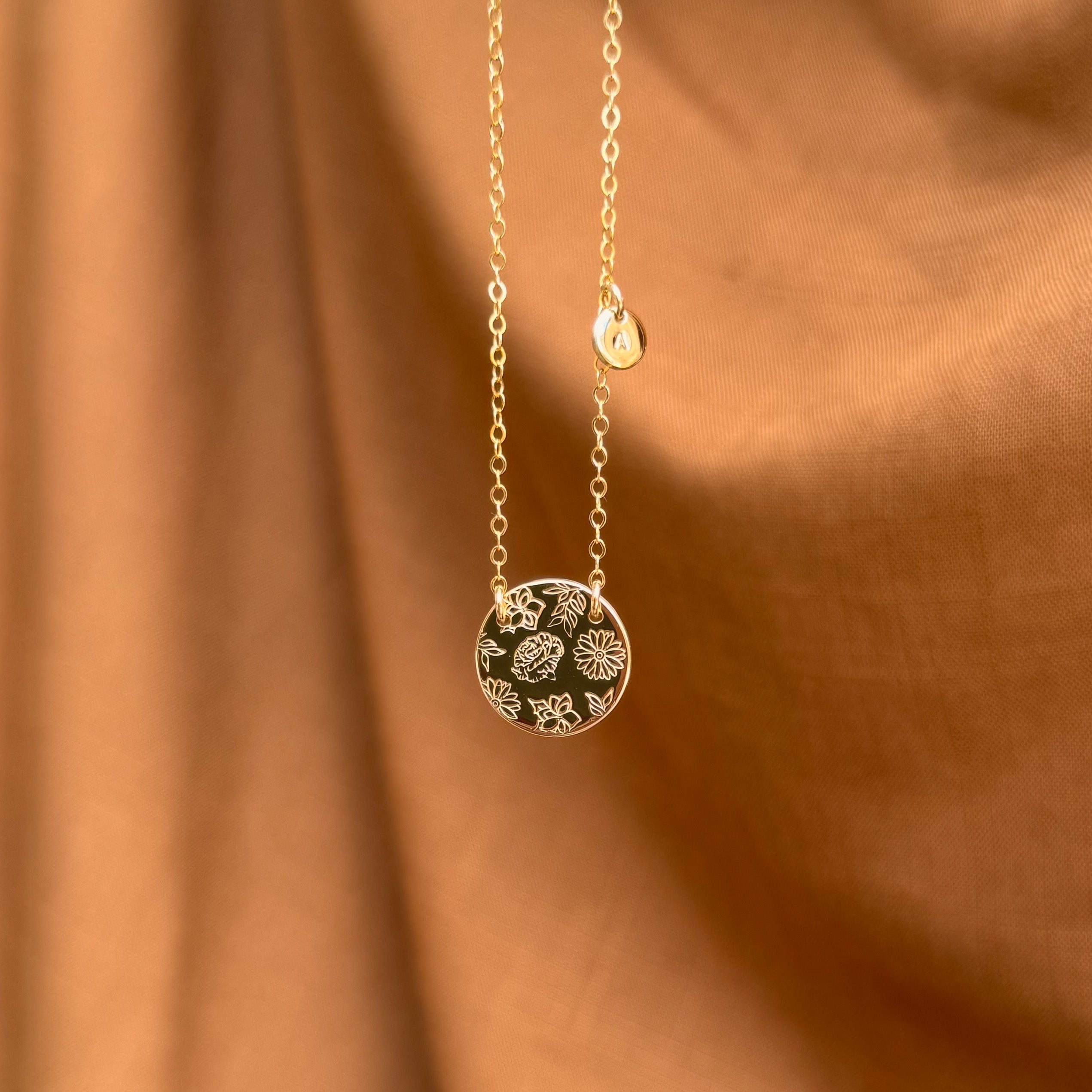 Personalised jewellery - KBN Jewellery - handmade jewellery – Personalised Jewellery gifts – Dainty jewellery- Dainty necklace – flower stamped necklace – family flowers – kids birth flowers – birth flower necklace – personalised flower stamped necklace – initial necklace - layering necklace - australia made