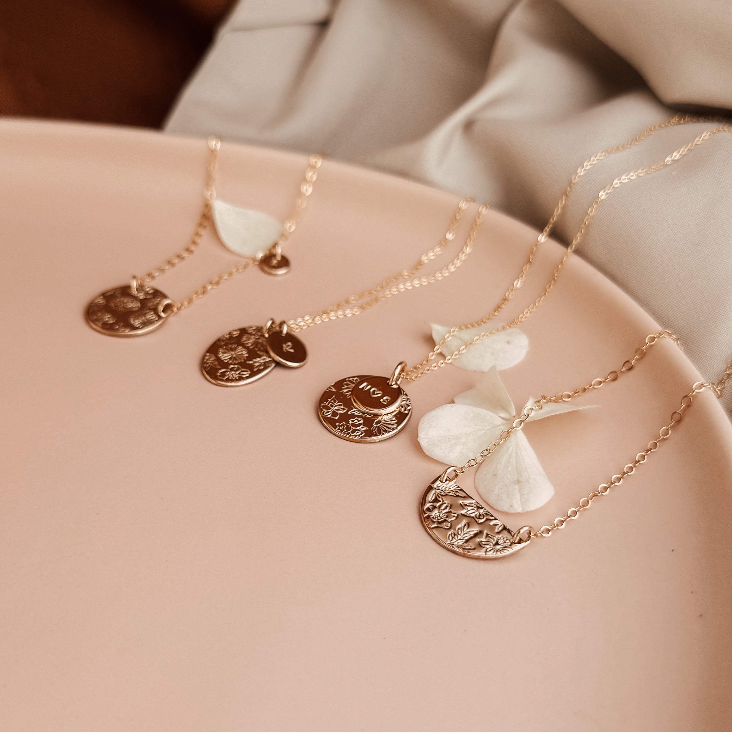 Personalised jewellery - KBN Jewellery - handmade jewellery – Personalised Jewellery gifts – Dainty jewellery- Dainty necklace – flower stamp necklace – birth month flower jewellery – flower necklace