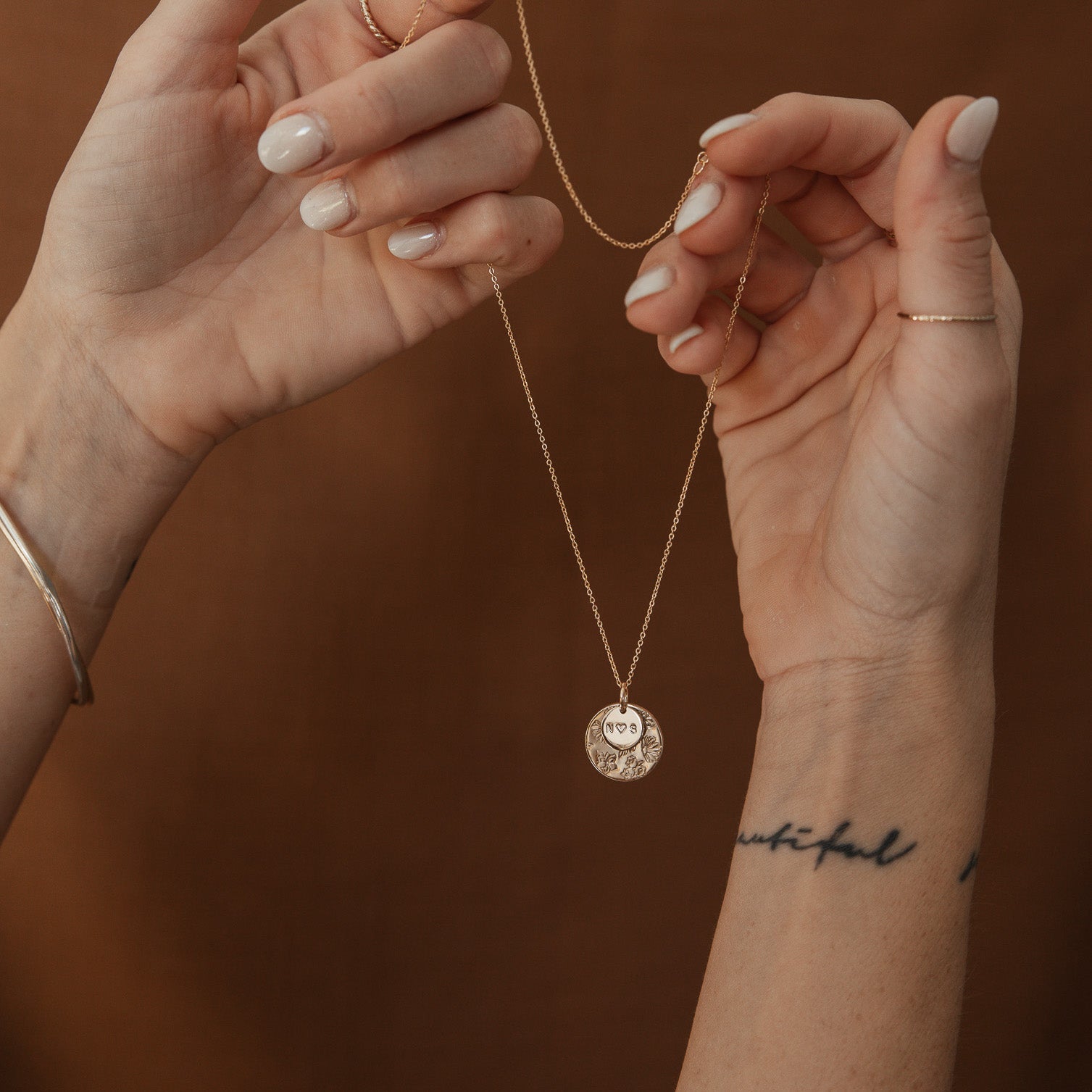 Personalised jewellery - KBN Jewellery - handmade jewellery – Personalised Jewellery gifts – Dainty jewellery- Dainty necklace – flower stamp necklace – birth month flower jewellery – flower necklace – stacked necklace – initial necklace