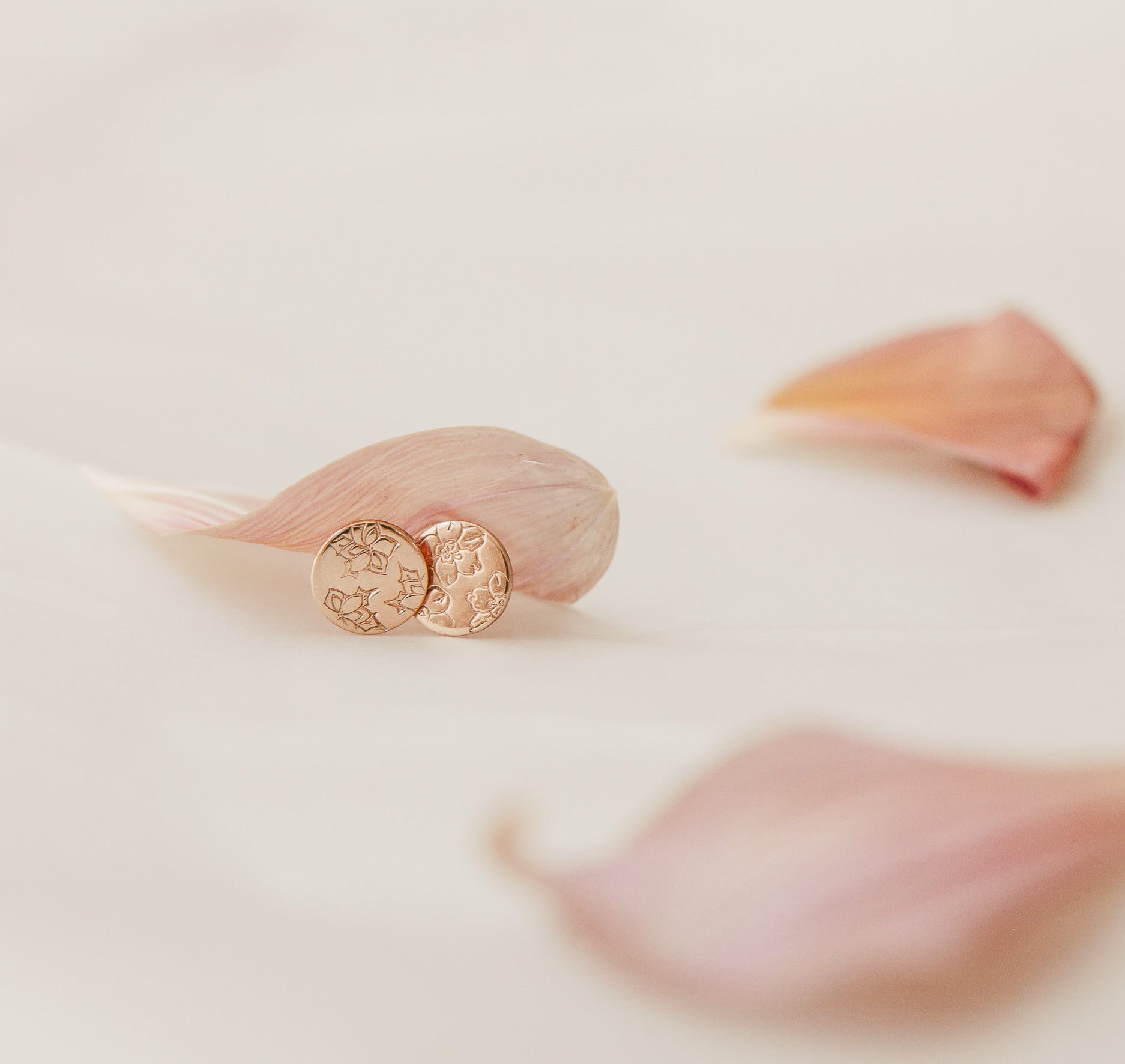 Personalised jewellery - KBN Jewellery - handmade jewellery – Personalised Jewellery gifts – Dainty jewellery- Dainty earrings – personalised stud earrings – flower stamped earrings – family flowers – kids birth flowers – birth flower necklace – personalised flower stamped earrings – handmade earring studs – Australian made