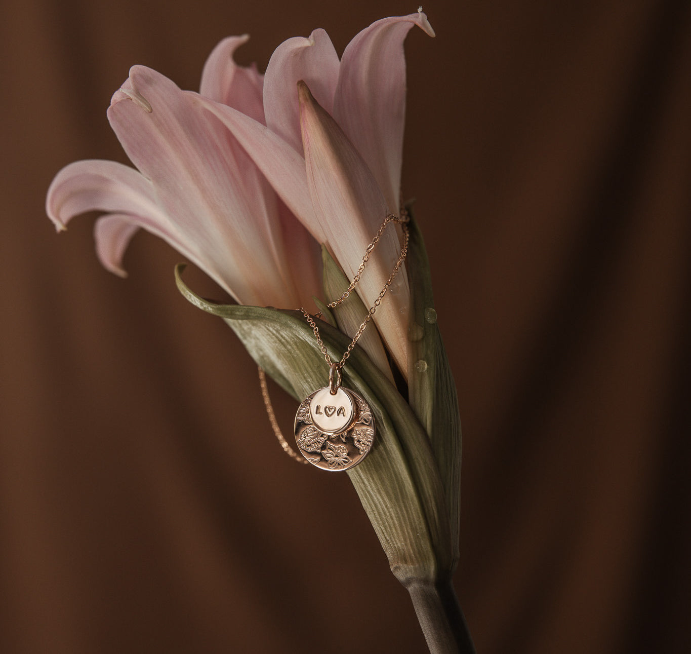 Personalised jewellery - KBN Jewellery - handmade jewellery – Personalised Jewellery gifts – Dainty jewellery- Dainty necklace – flower stamp necklace – birth month flower jewellery – flower necklace – stacked necklace – initial necklace