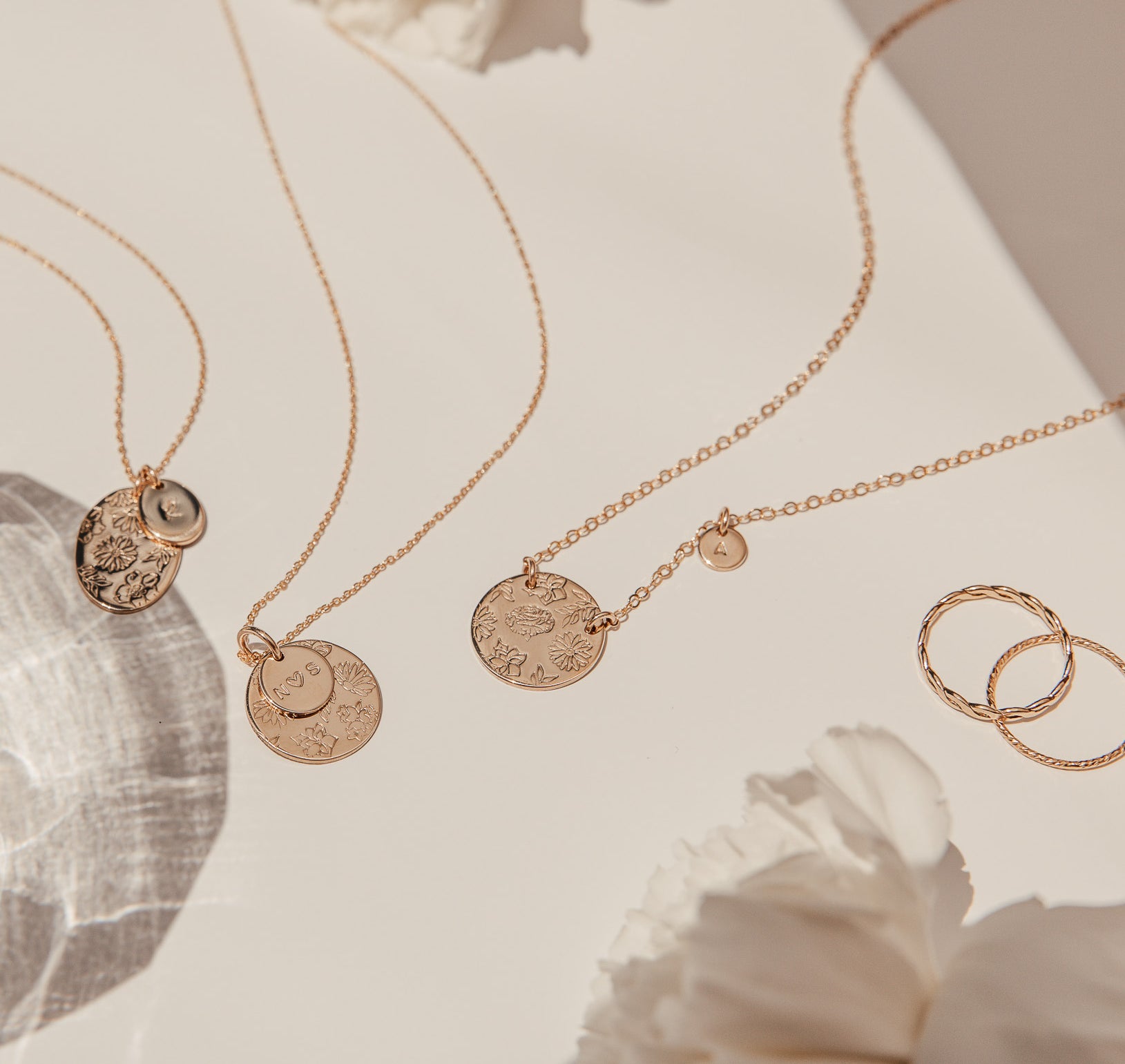 Personalised jewellery - KBN Jewellery - handmade jewellery – Personalised Jewellery gifts – Dainty jewellery- Dainty necklace – flower stamped necklace – family flowers – kids birth flowers – birth flower necklace – personalised flower stamped necklace - floral display necklace - spring necklace - birth flower garden necklace - handmade jewellery