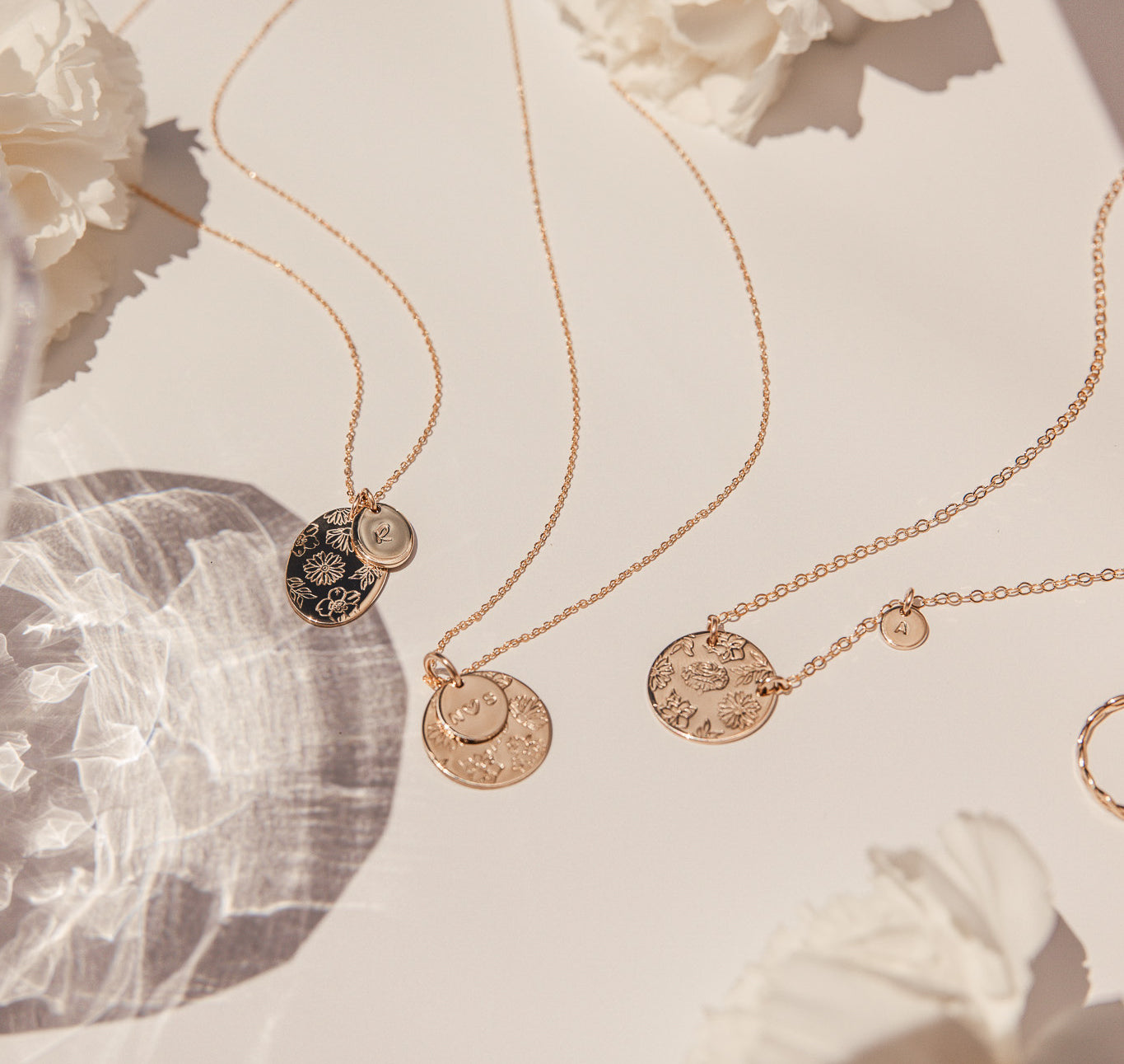 Personalised jewellery - KBN Jewellery - handmade jewellery – Personalised Jewellery gifts – Dainty jewellery- Dainty necklace – flower stamp necklace – birth month flower jewellery – flower necklace – stacked necklace – initial necklace