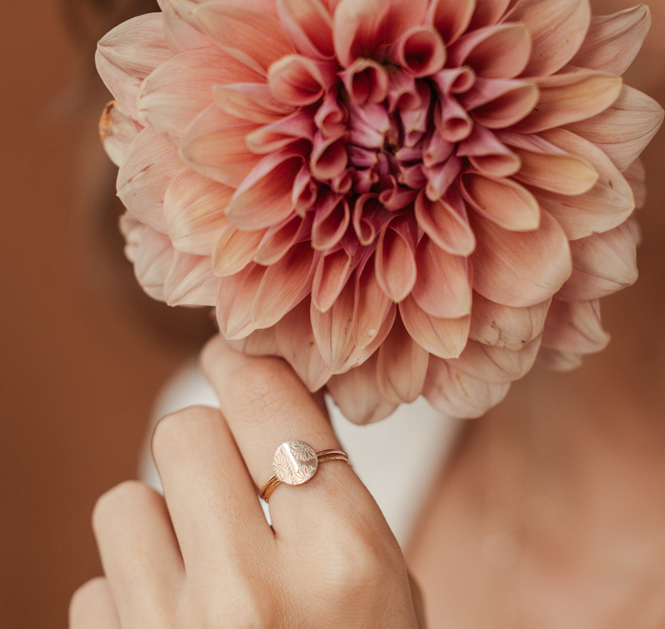 Personalised jewellery - KBN Jewellery - handmade jewellery – Personalised Jewellery gifts – Dainty jewellery- Dainty ring – flower stamped ring – family flowers – kids birth flowers – birth flower ring – personalised flower stamped ring – dainty ring – pendant ring – personalised ring