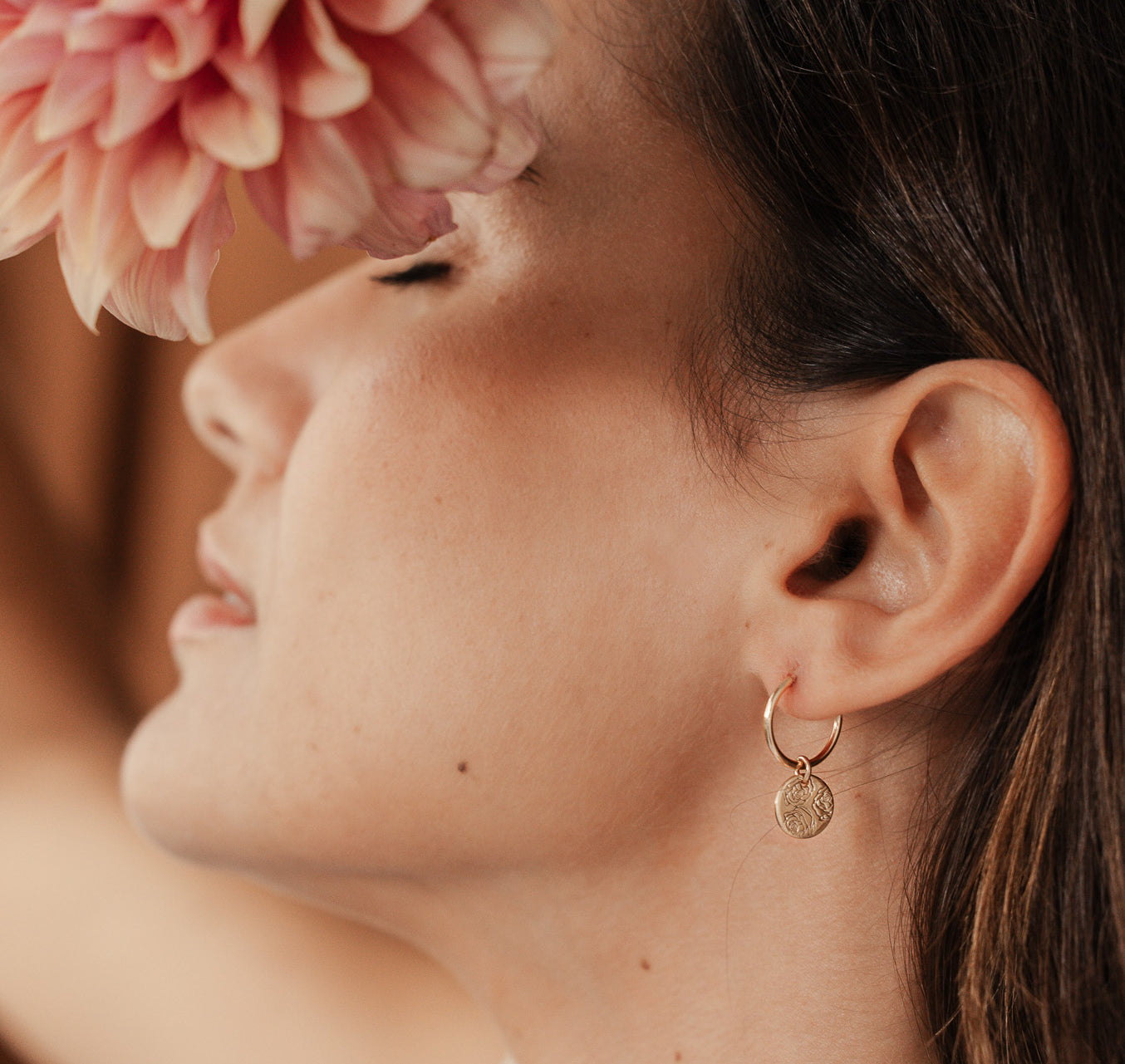 Personalised jewellery - KBN Jewellery - handmade jewellery – Personalised Jewellery gifts – personalised earrings – symbol earrings – simple hoops – kid friendly earrings – personalised hoop earrings – flower earrings – birth flower jewellery – dainty earrings