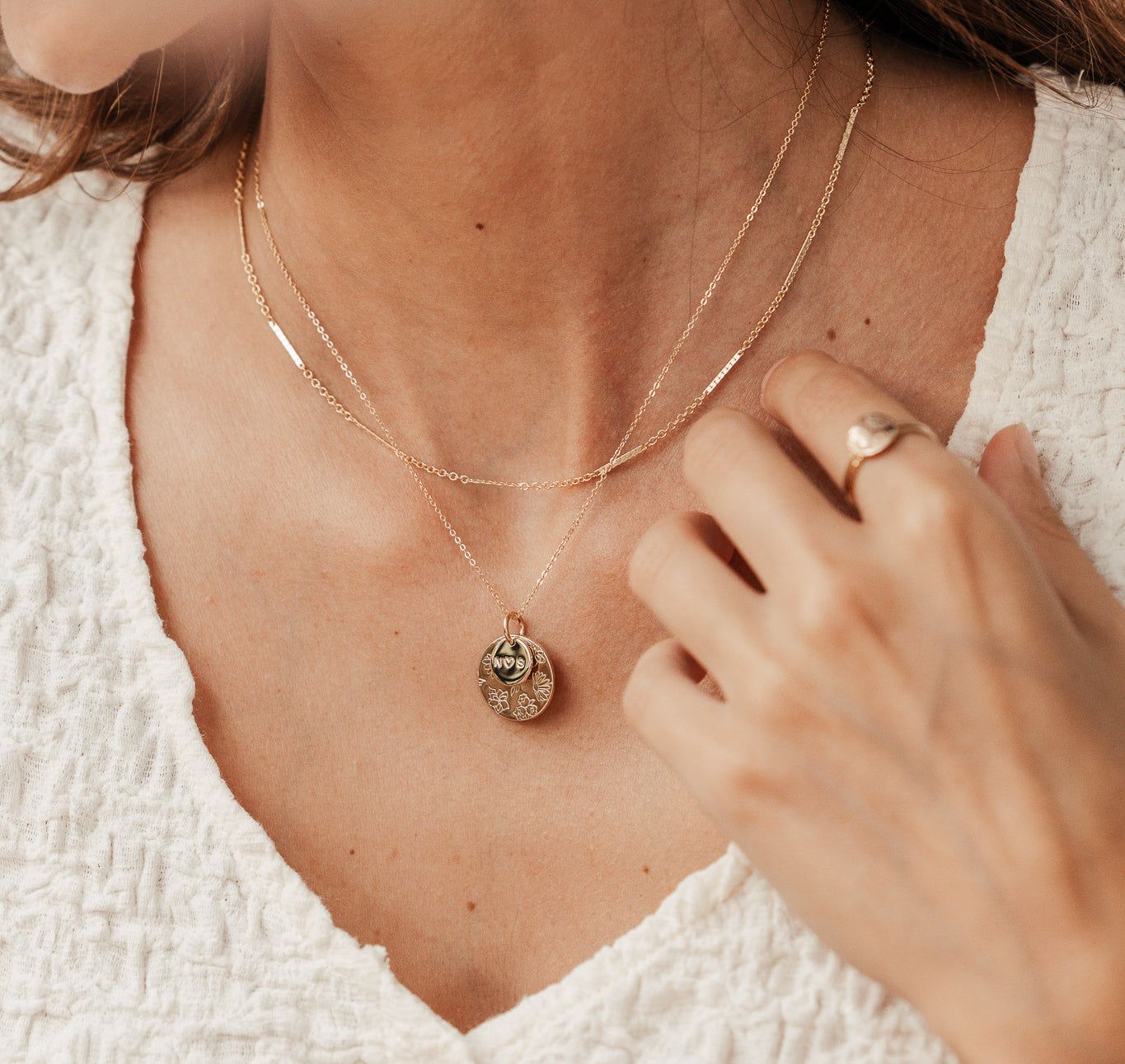 Personalised jewellery - KBN Jewellery - handmade jewellery – Personalised Jewellery gifts – Dainty jewellery- Dainty necklace – flower stamp necklace – birth month flower jewellery – flower necklace – stacked necklace – initial necklace