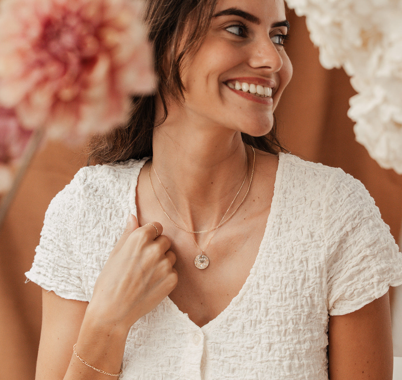 Personalised jewellery - KBN Jewellery - handmade jewellery – Personalised Jewellery gifts – Dainty jewellery- Dainty necklace – flower stamp necklace – birth month flower jewellery – flower necklace – stacked necklace – initial necklace