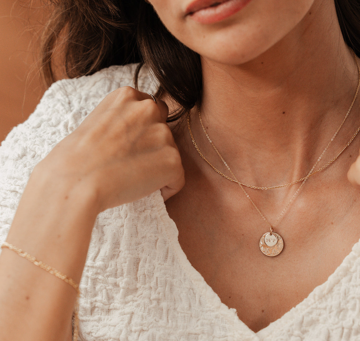 Personalised jewellery - KBN Jewellery - handmade jewellery – Personalised Jewellery gifts – Dainty jewellery- Dainty necklace – flower stamp necklace – birth month flower jewellery – flower necklace – stacked necklace – initial necklace