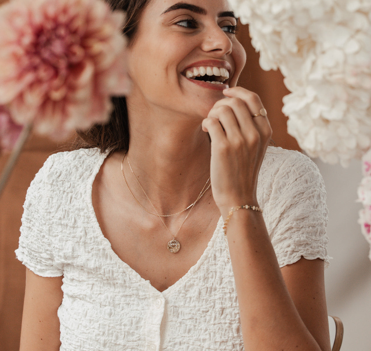 Personalised jewellery - KBN Jewellery - handmade jewellery – Personalised Jewellery gifts – Dainty jewellery- Dainty necklace – flower stamp necklace – birth month flower jewellery – flower necklace – stacked necklace – initial necklace