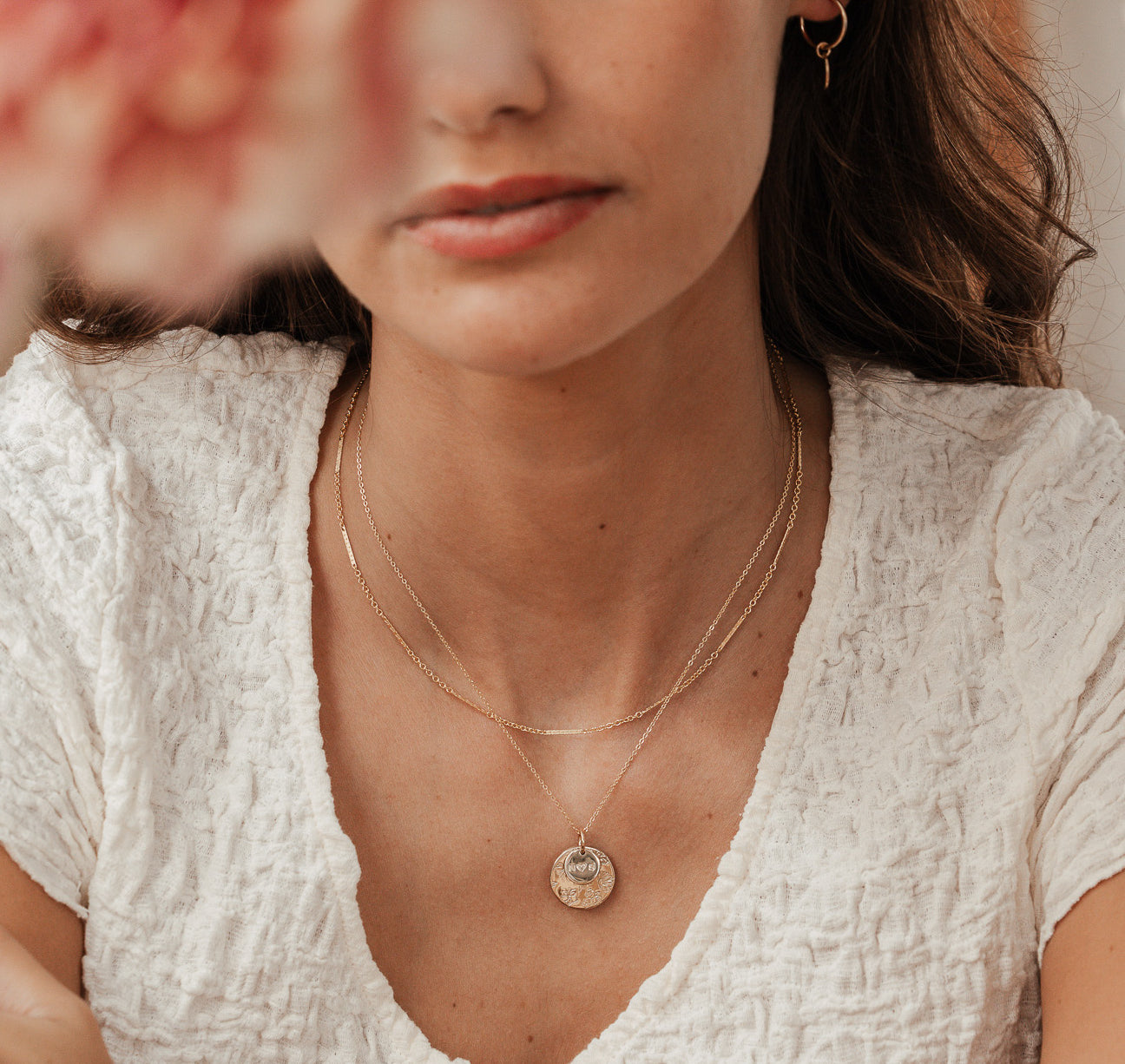 Personalised jewellery - KBN Jewellery - handmade jewellery – Personalised Jewellery gifts – Dainty jewellery- Dainty necklace – flower stamp necklace – birth month flower jewellery – flower necklace – stacked necklace – initial necklace