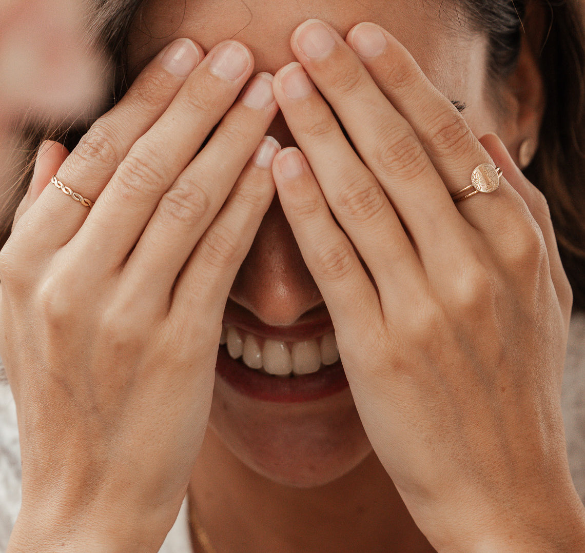 Personalised jewellery - KBN Jewellery - handmade jewellery – Personalised Jewellery gifts – Dainty jewellery- Dainty ring – flower stamped ring – family flowers – kids birth flowers – birth flower ring – personalised flower stamped ring – dainty ring – pendant ring – personalised ring