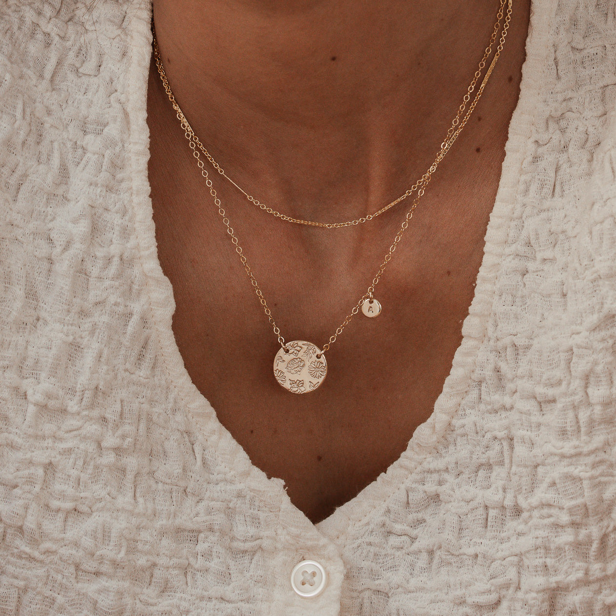 Personalised jewellery - KBN Jewellery - handmade jewellery – Personalised Jewellery gifts – Dainty jewellery- Dainty necklace – flower stamped necklace – family flowers – kids birth flowers – birth flower necklace – personalised flower stamped necklace – initial necklace - layering necklace - australia made
