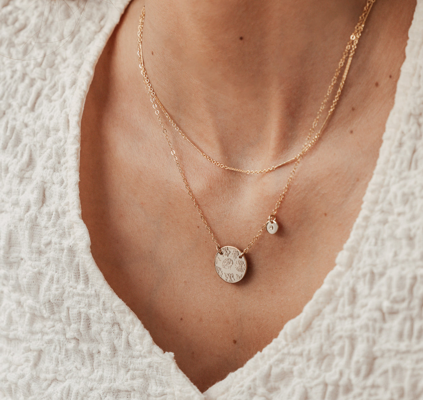 Personalised jewellery - KBN Jewellery - handmade jewellery – Personalised Jewellery gifts – Dainty jewellery- Dainty necklace – flower stamped necklace – family flowers – kids birth flowers – birth flower necklace – personalised flower stamped necklace – initial necklace - layering necklace - australia made